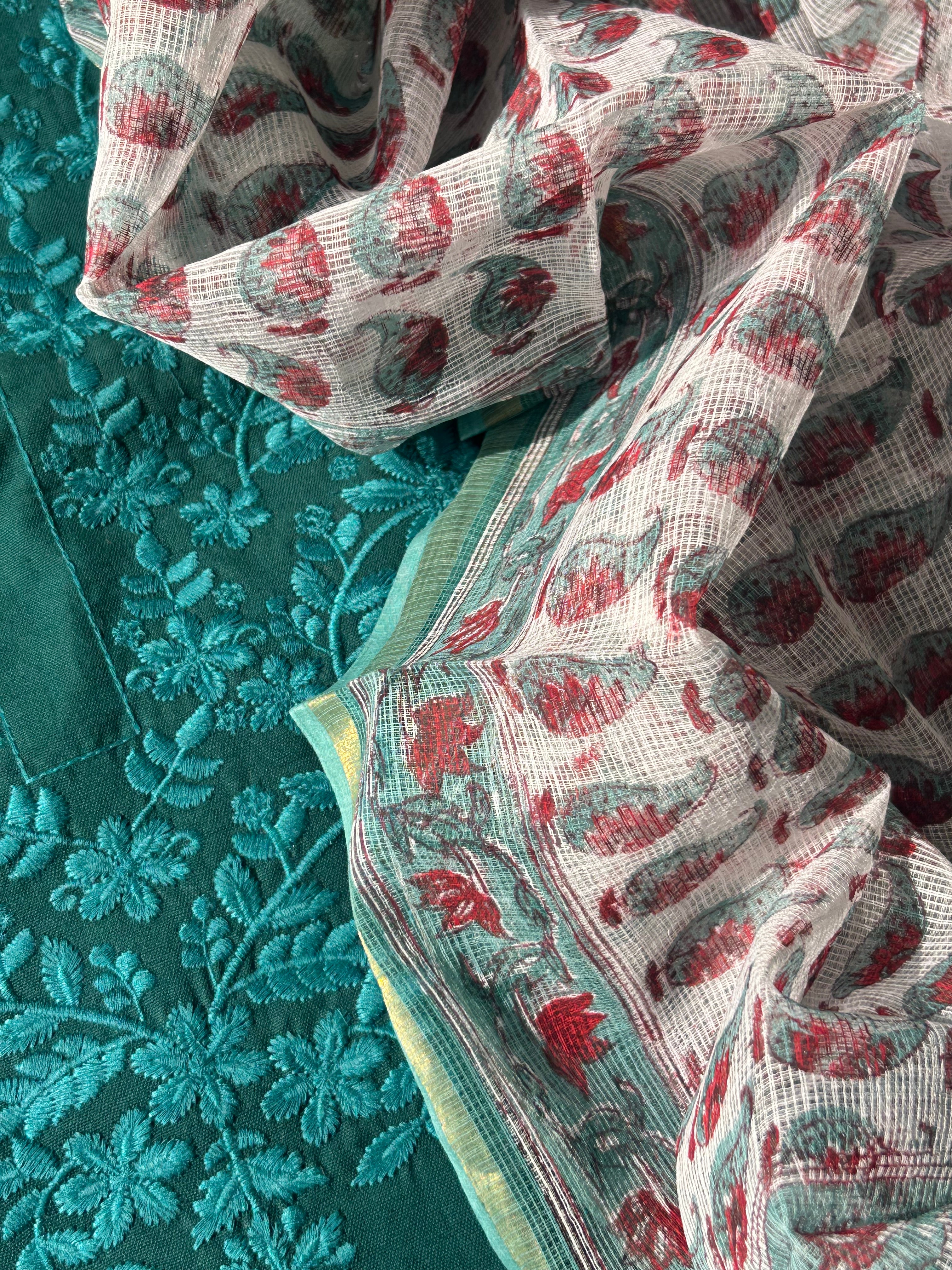 Hand Machine Embroidered Kurta Suit Set