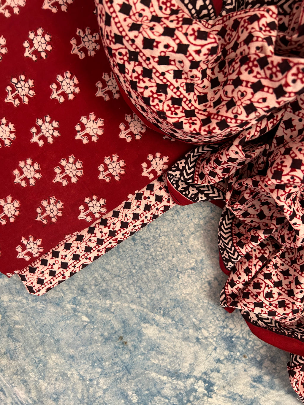 Natural Dyed Bagh Block Print Cotton Suit