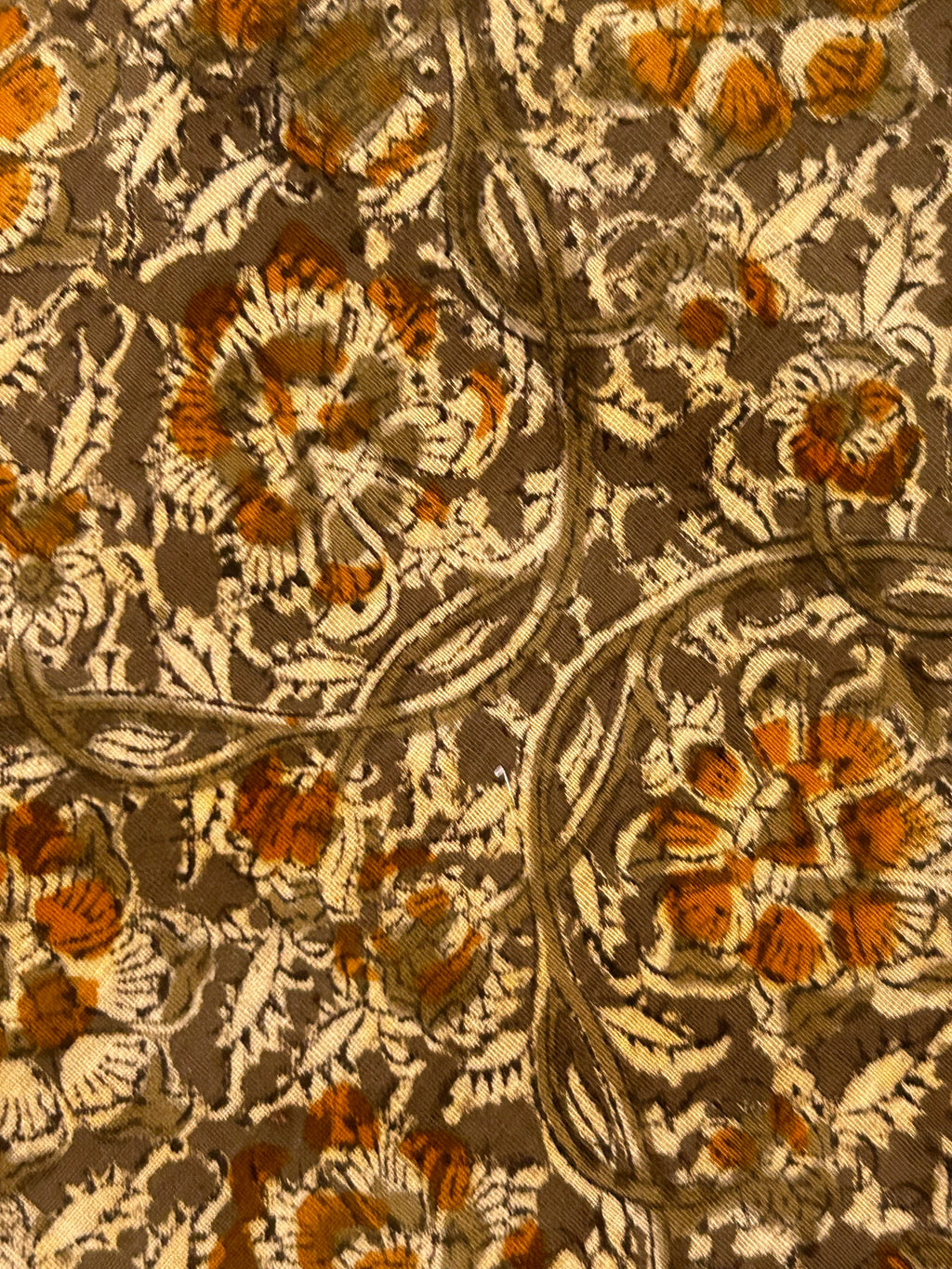 Handspun & Handwoven 2.5m Cotton Fabric With Handdone Pedana Kalamkari