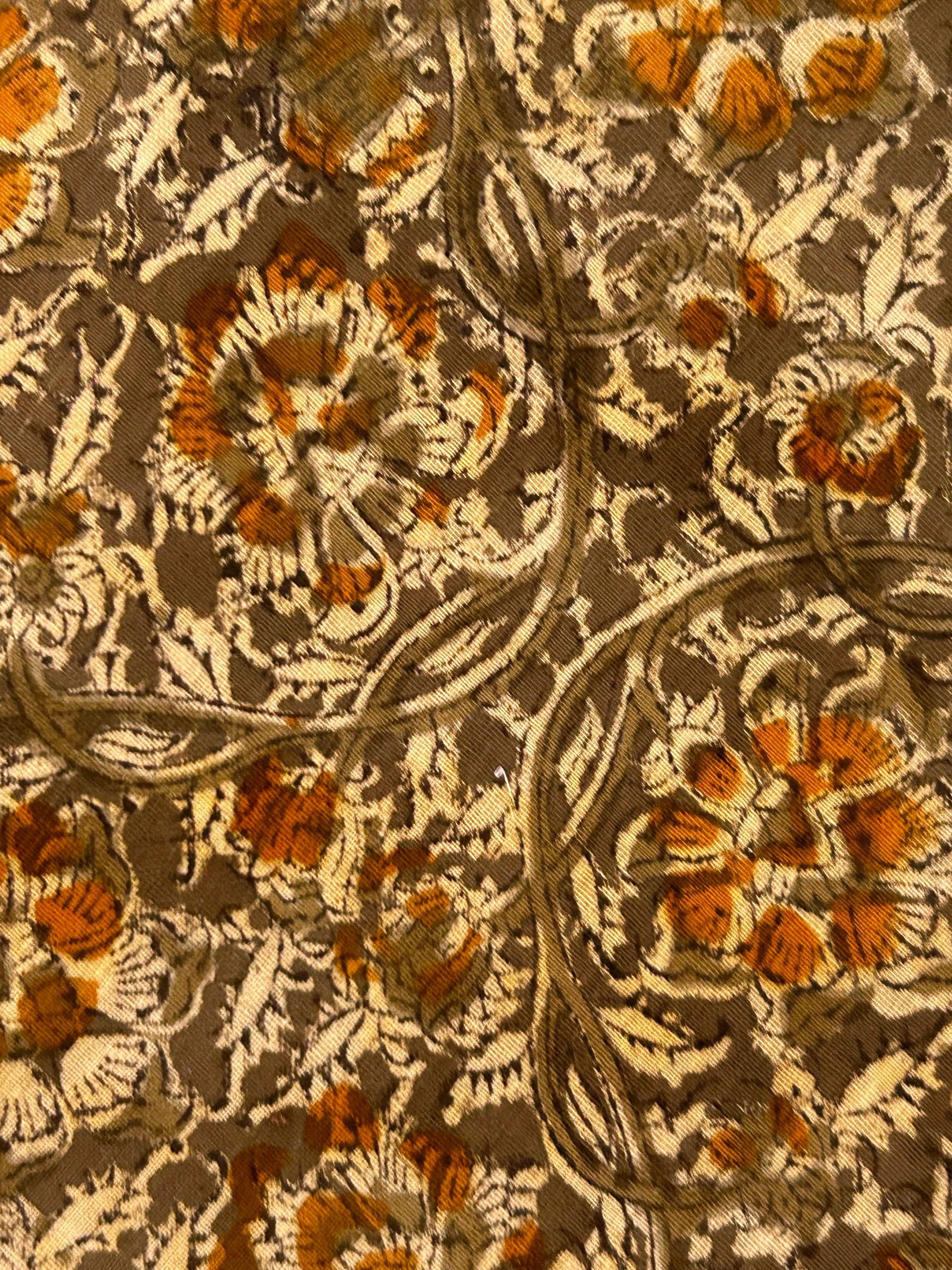 Handspun & Handwoven 2.5m Cotton Fabric With Handdone Pedana Kalamkari