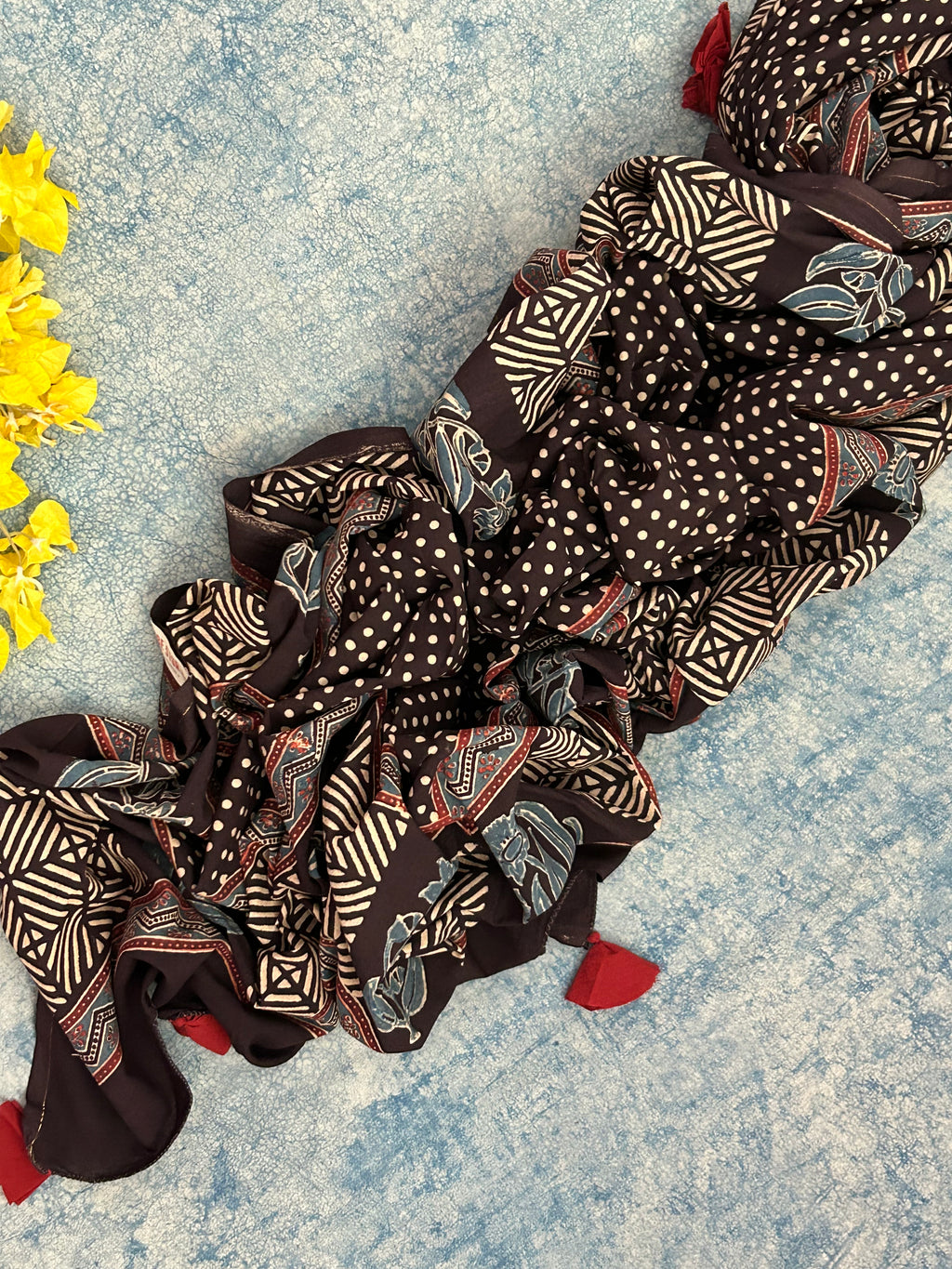Natural Dyes Hand Block Ajrakh Dupatta