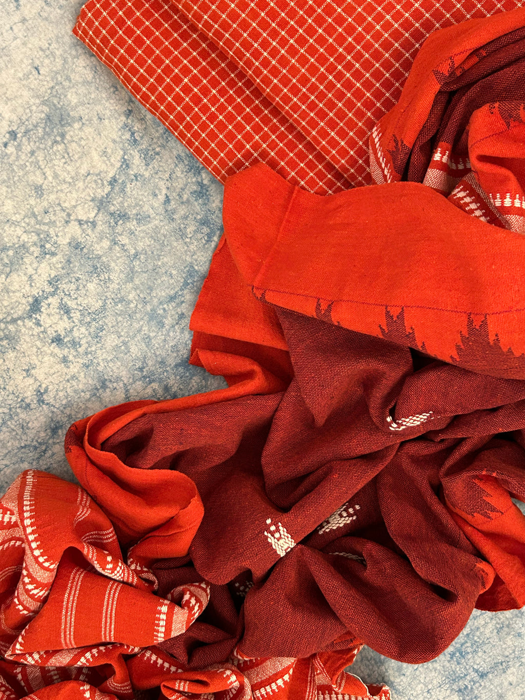 Handspun Handwoven Kotpad Suit Set - Burnt Orange
