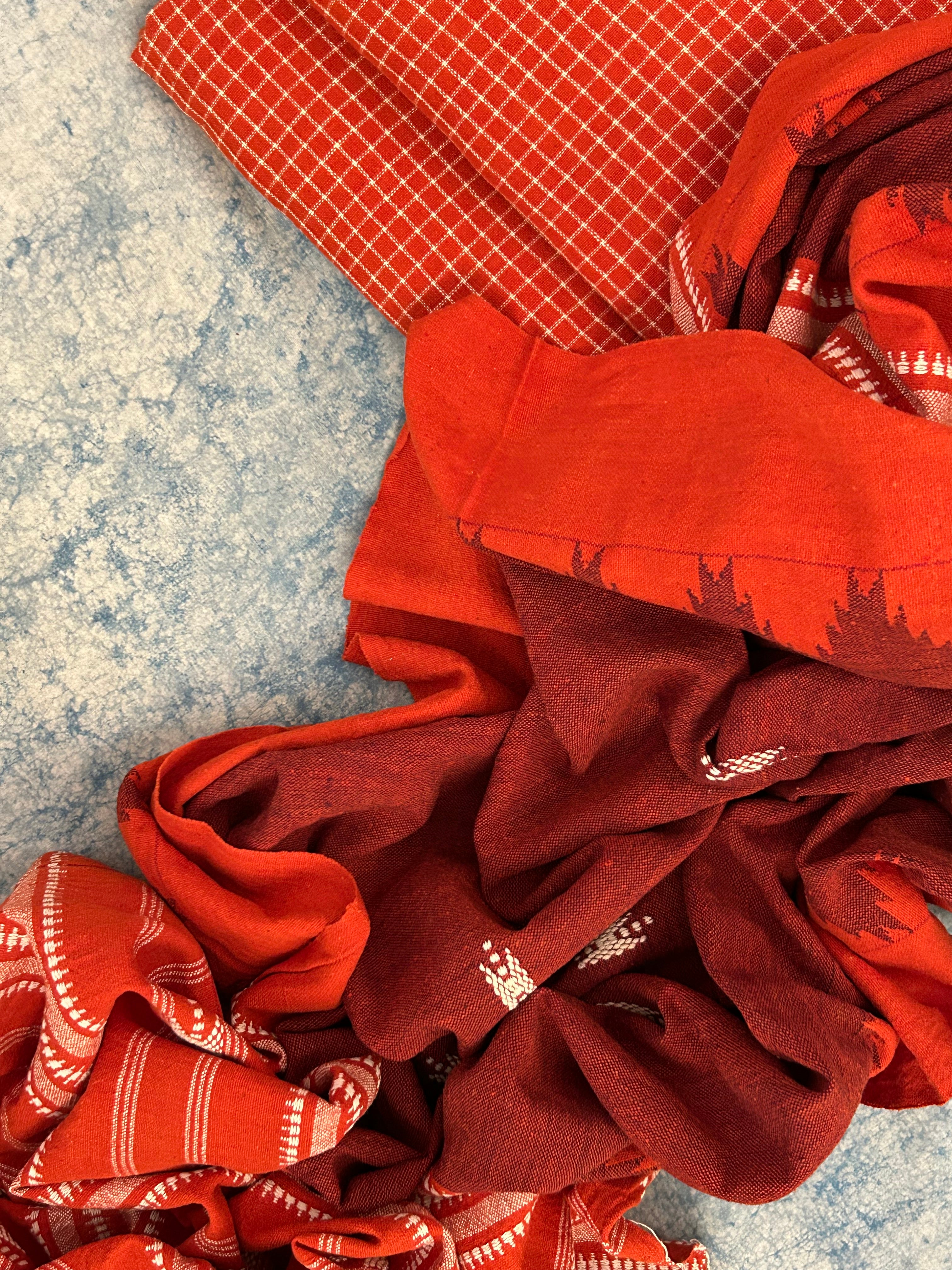 Handspun Handwoven Kotpad Suit Set - Burnt Orange