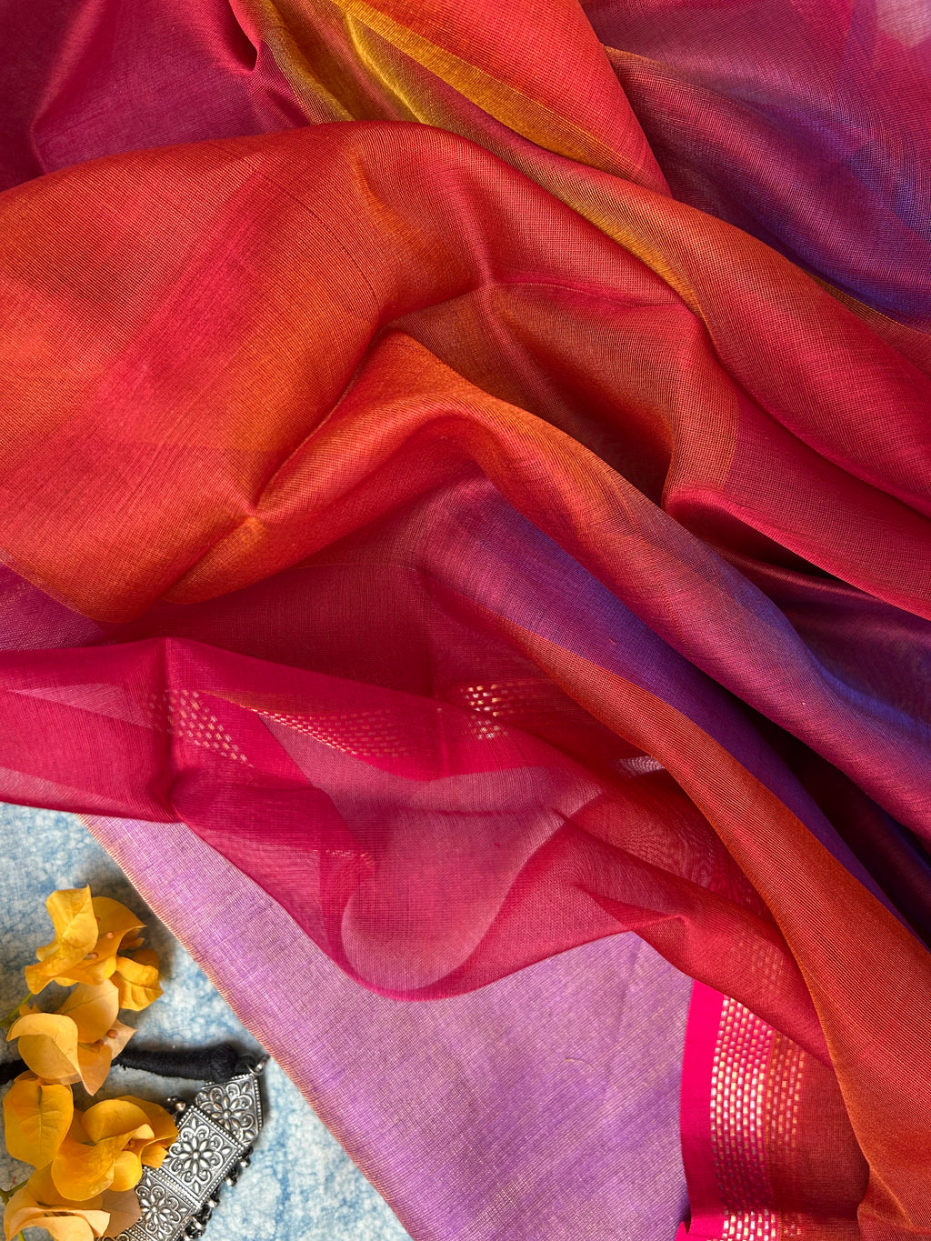 Handwoven Maheshwari Kurta Dupatta Set - Lavender
