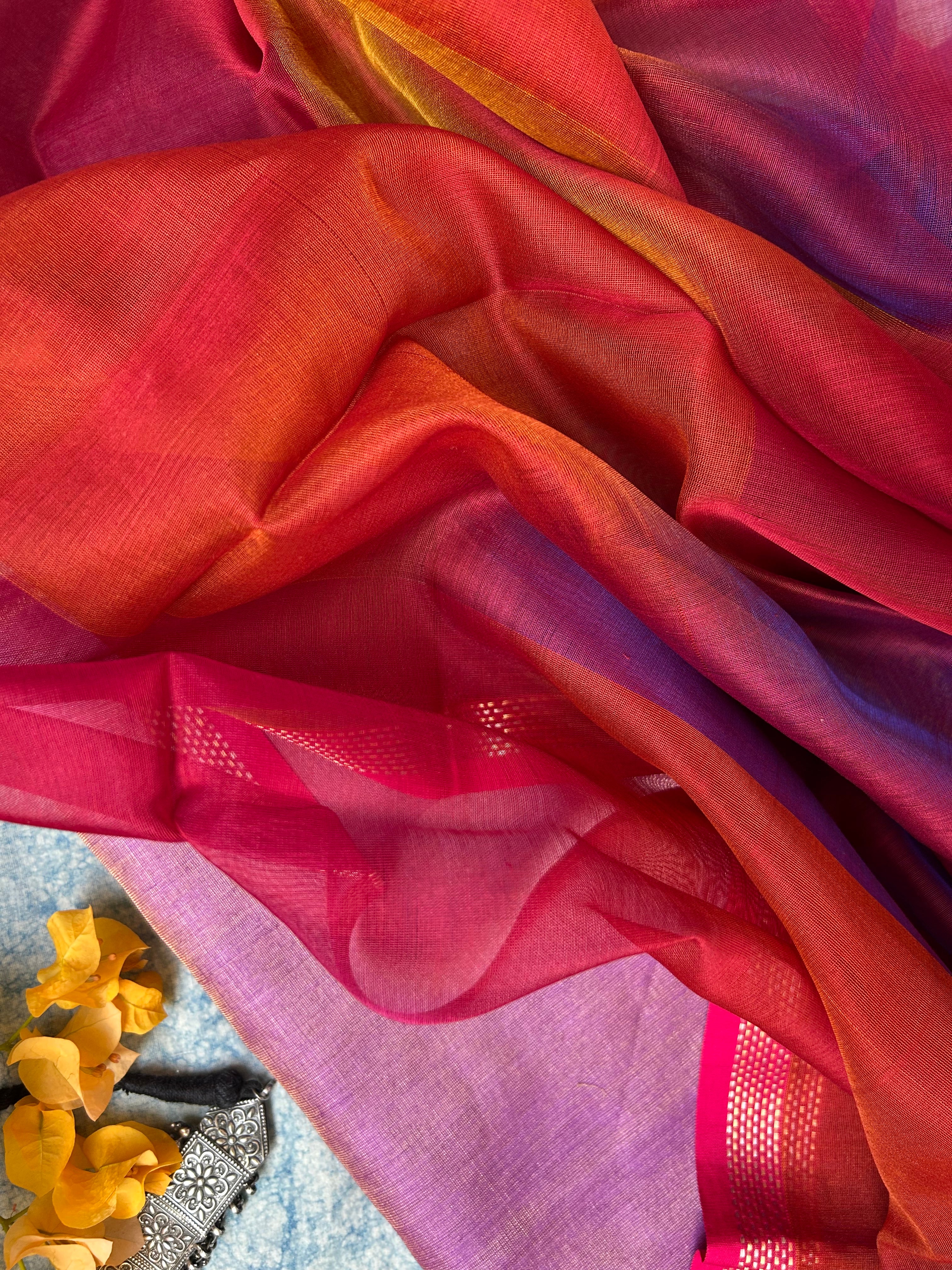 Handwoven Maheshwari Kurta Dupatta Set - Lavender