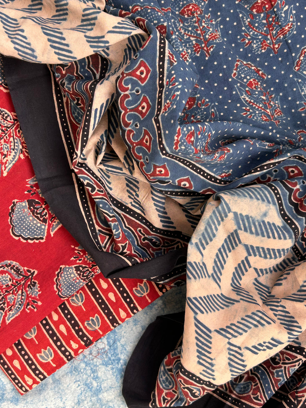 Natural Dyes Handblock Ajrakh Cotton Suit