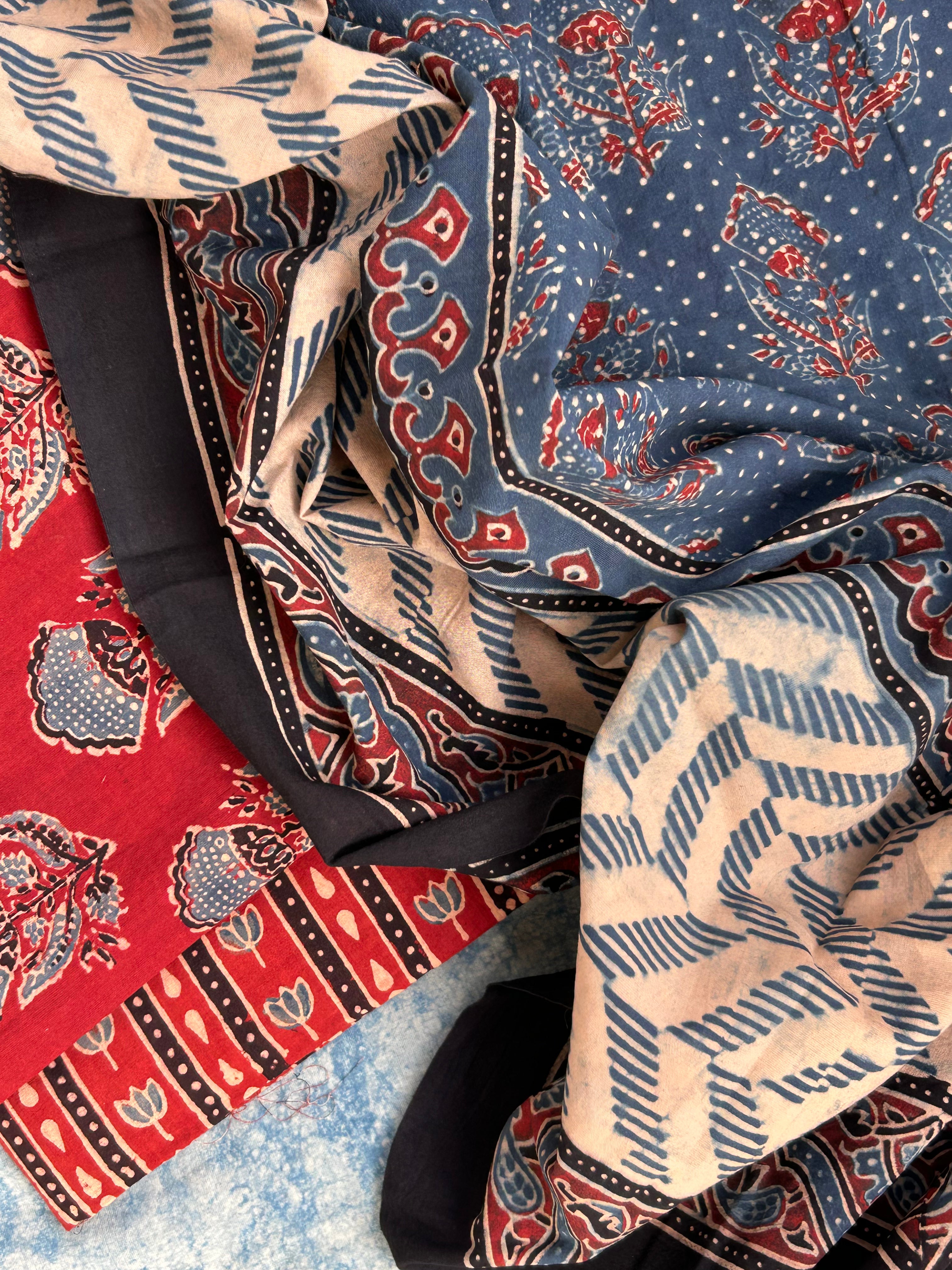 Natural Dyes Handblock Ajrakh Cotton Suit