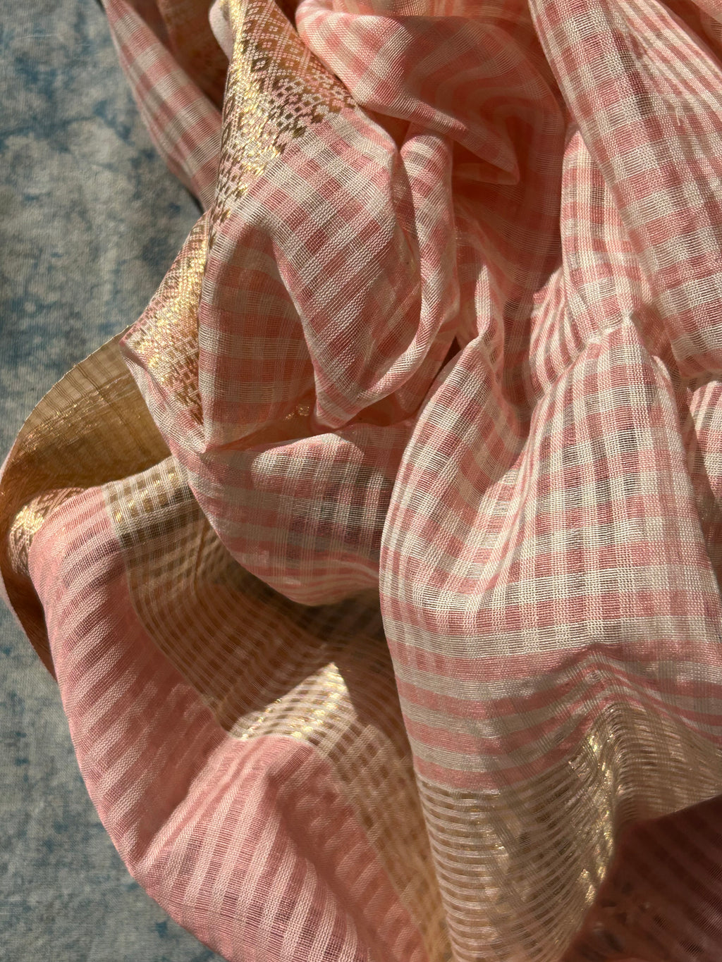 Handwoven Maheshwari Kurta Dupatta Set - Peachy Pink