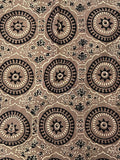 Handblock Printed Ajrakh Cotton - Chickoo Jaal (1m)
