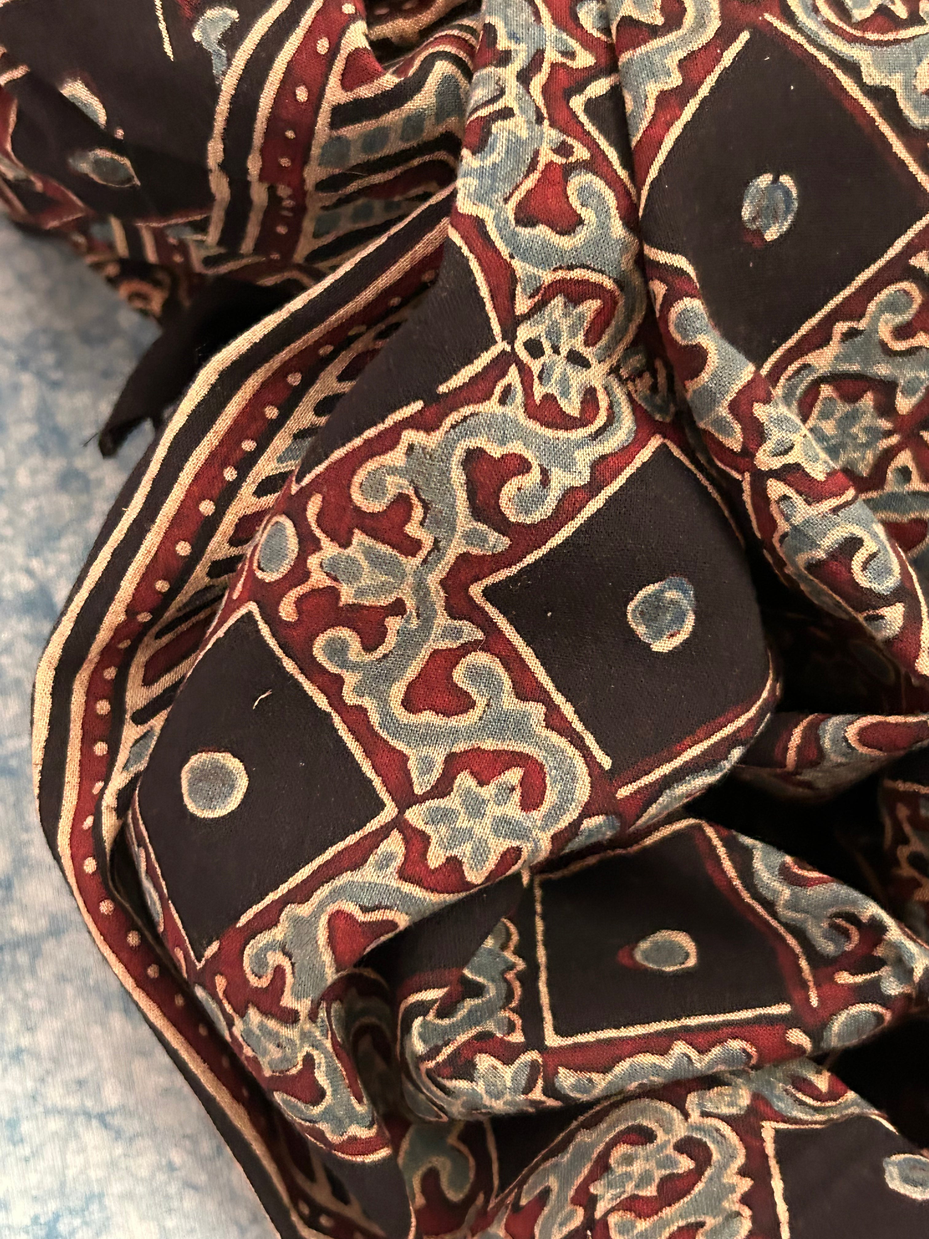 Natural Dyes Hand Block Ajrakh Dupatta