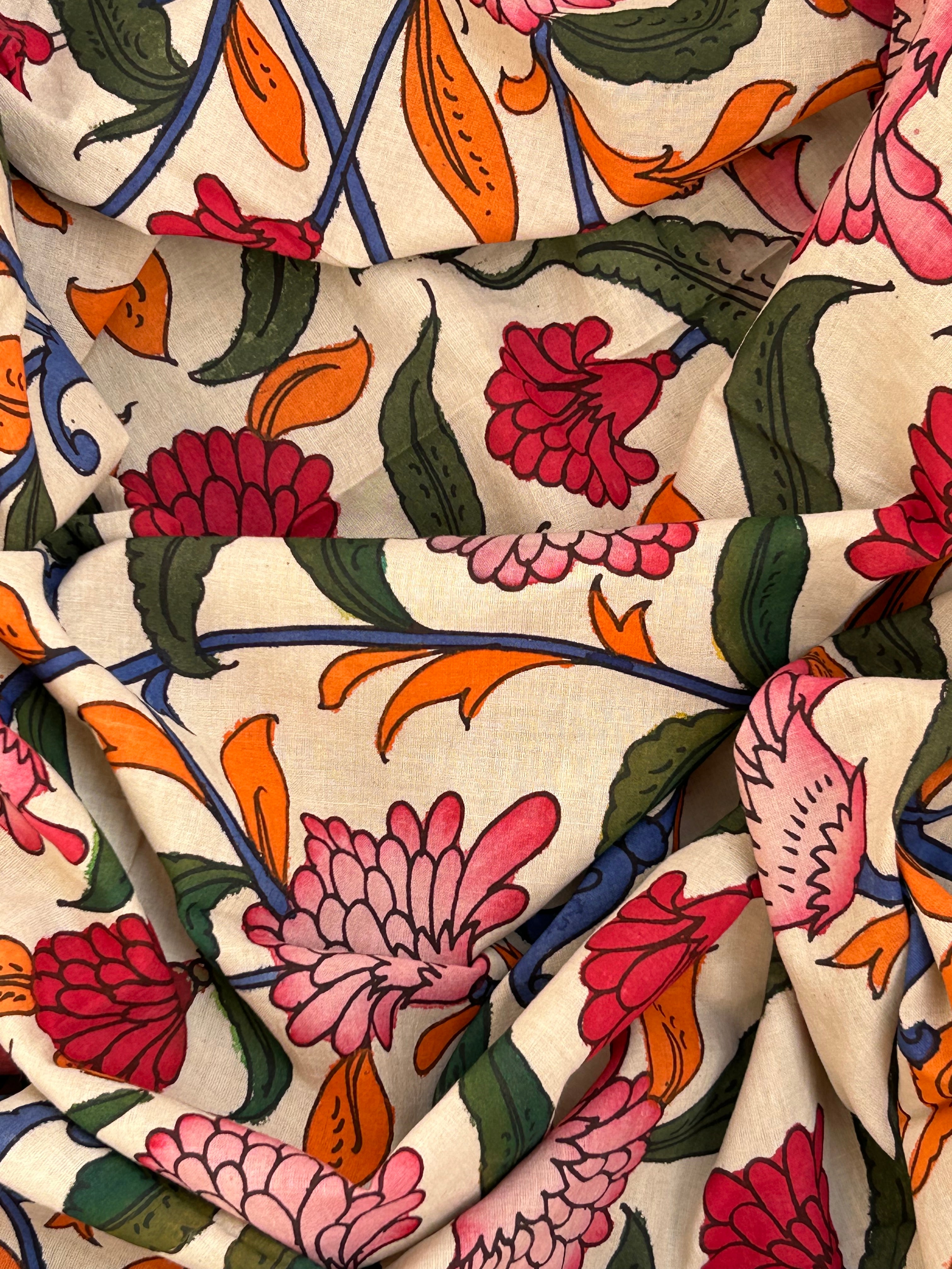 Handwoven Handcrafted Kalamkari Double Ikat Kurta Dupatta Set