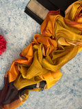 Handwoven Maheshwari Kurta Dupatta Set -Black & Burnt Orange