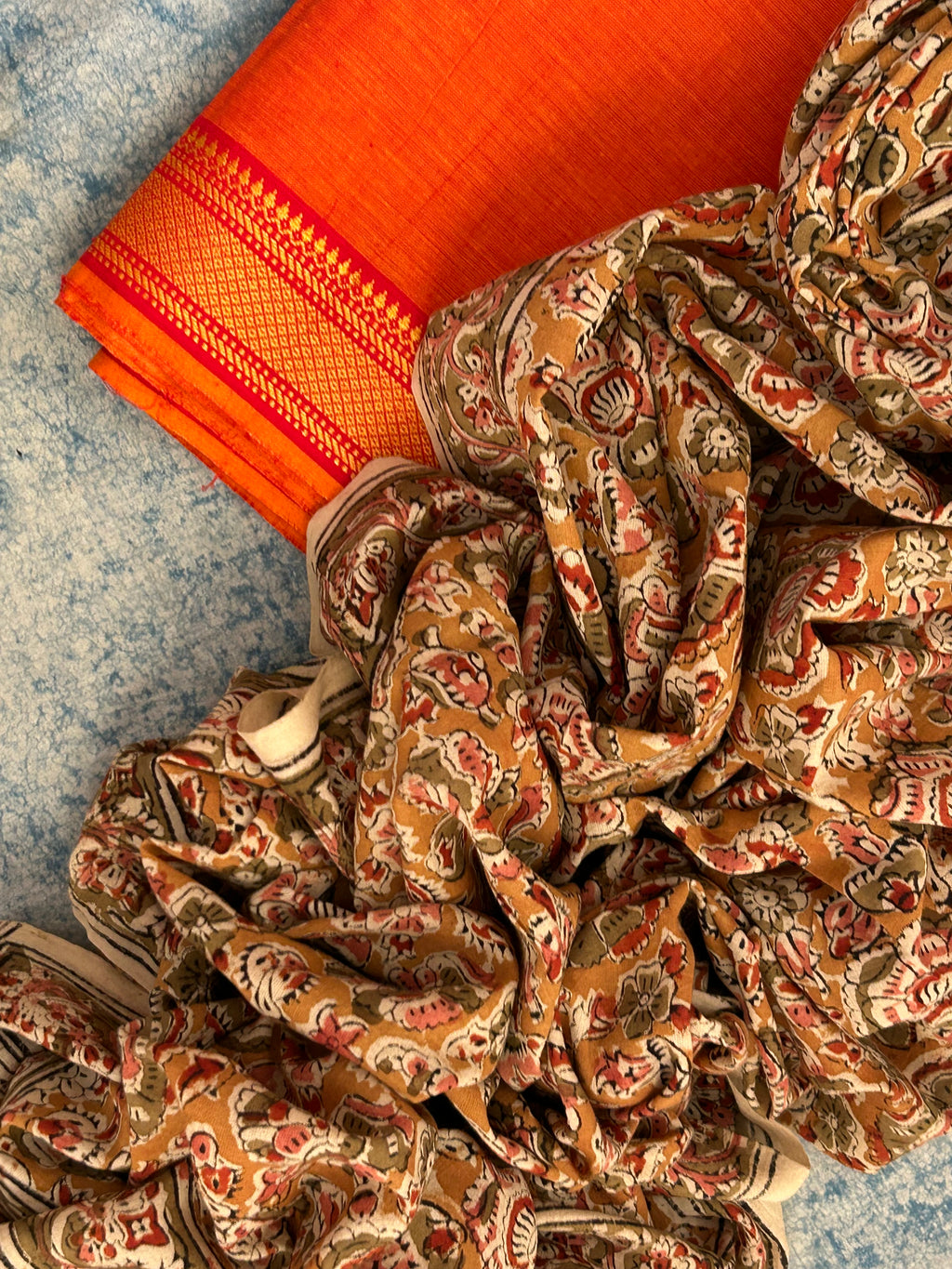 Handwoven Handcrafted Mangalagiri Kalamkari Kurta Dupatta Set