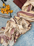 Handwoven Maheshwari Kurta Dupatta Set -Deep Wine and Ivory