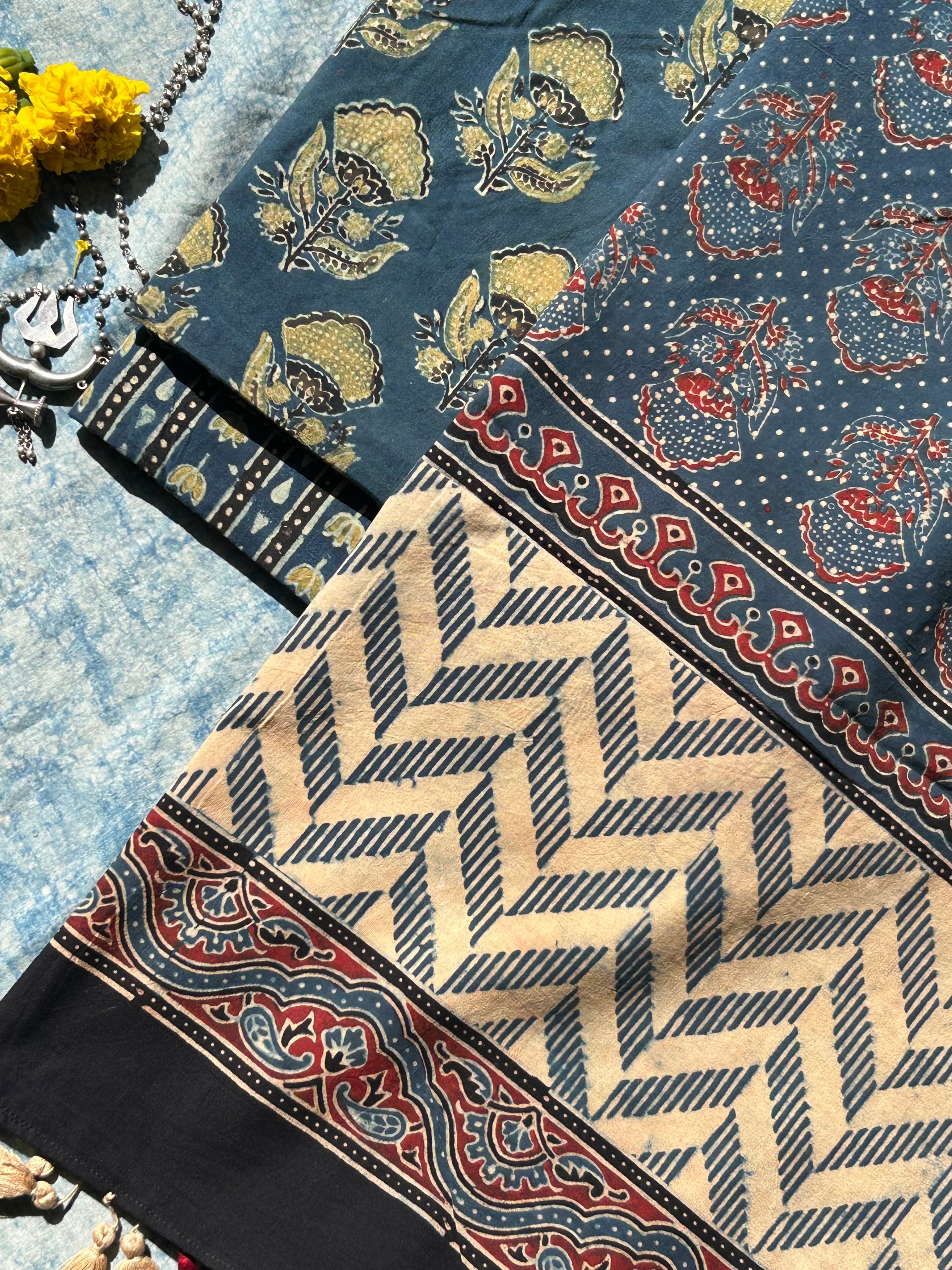 Natural Dyes Handblock Ajrakh Cotton Suit