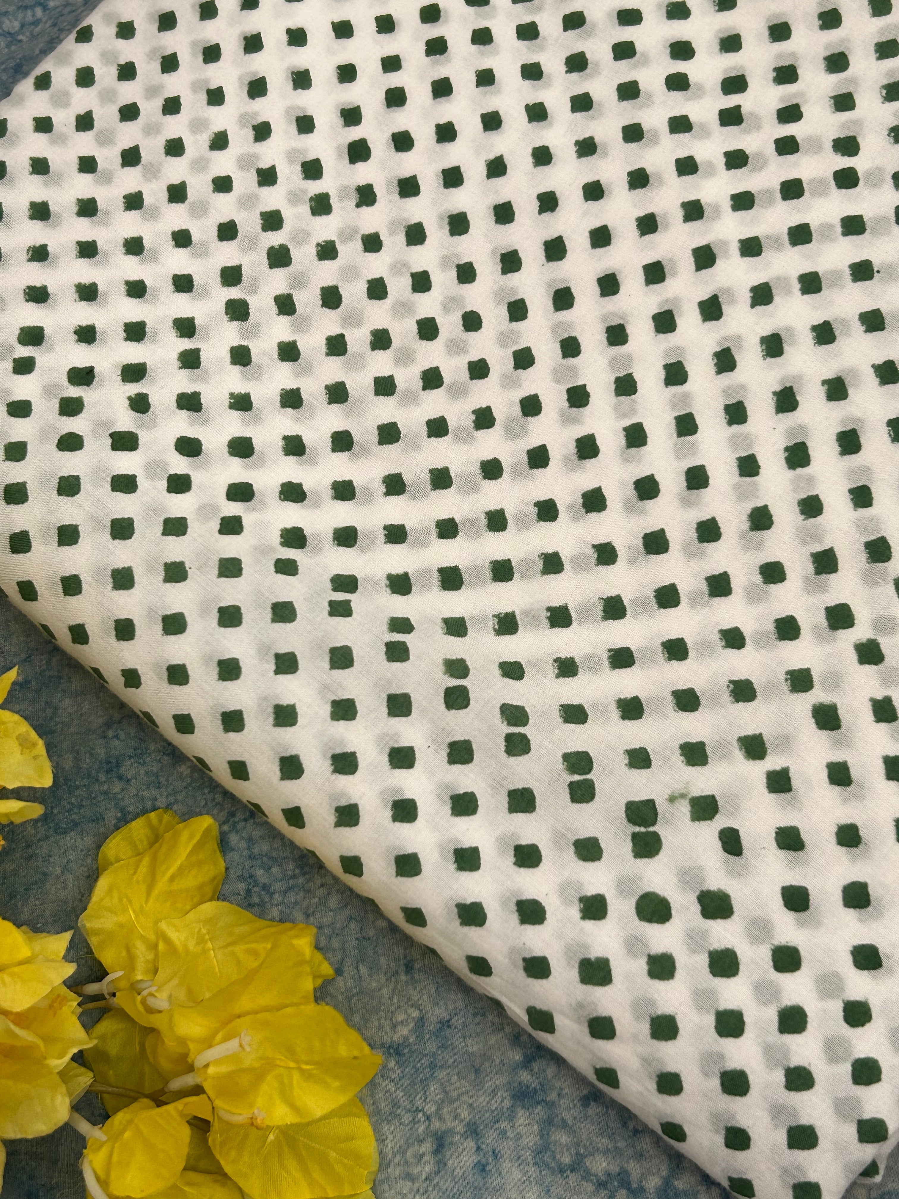 Hand Block Printed Azo free Dyed Cotton Kurta Fabric