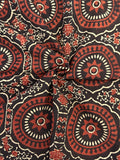 Handblock Printed Ajrakh Cotton - Black and Madder (1m)
