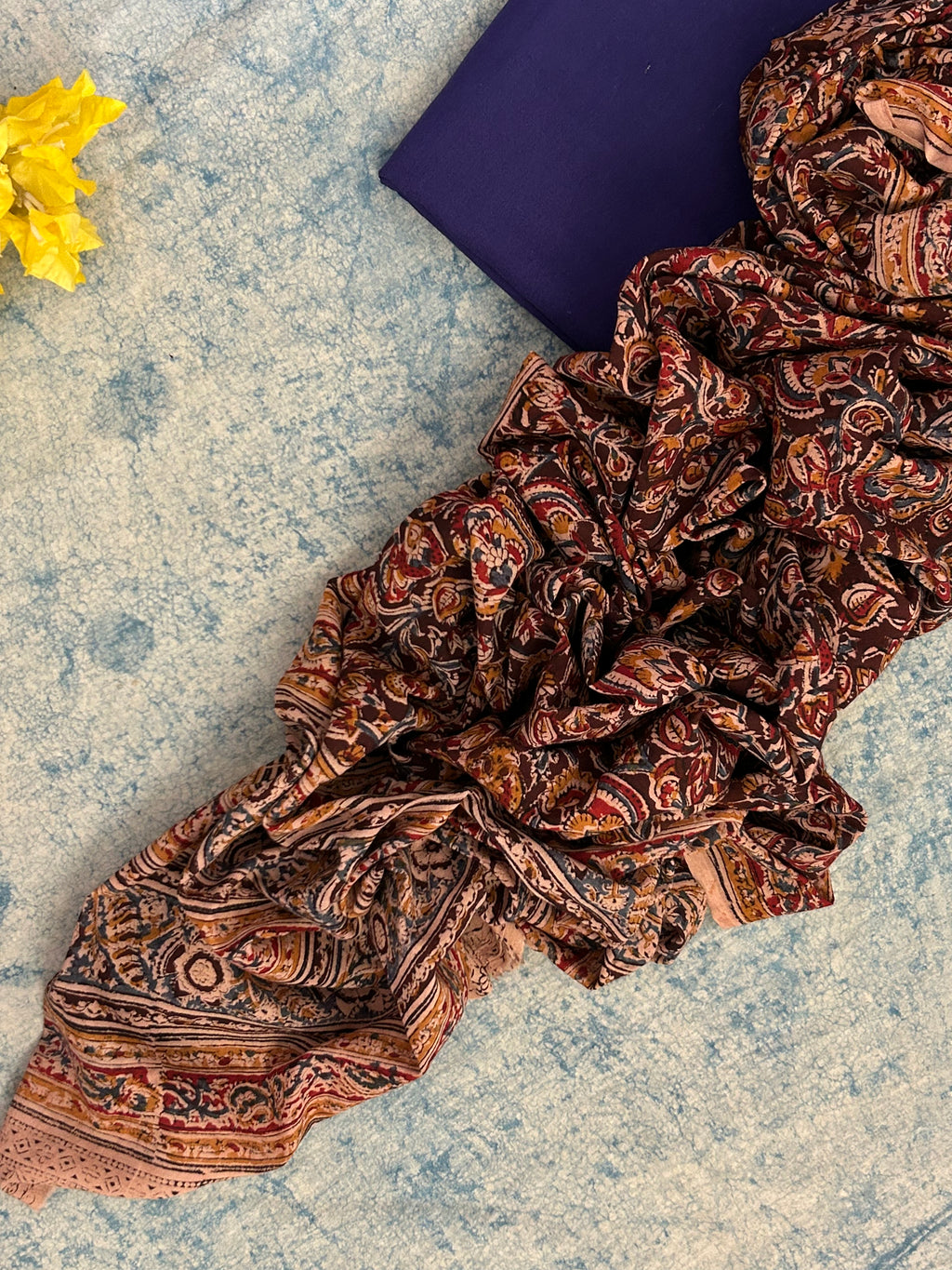 Handwoven Handcrafted Ikath Kalamkari Kurta Dupatta Set
