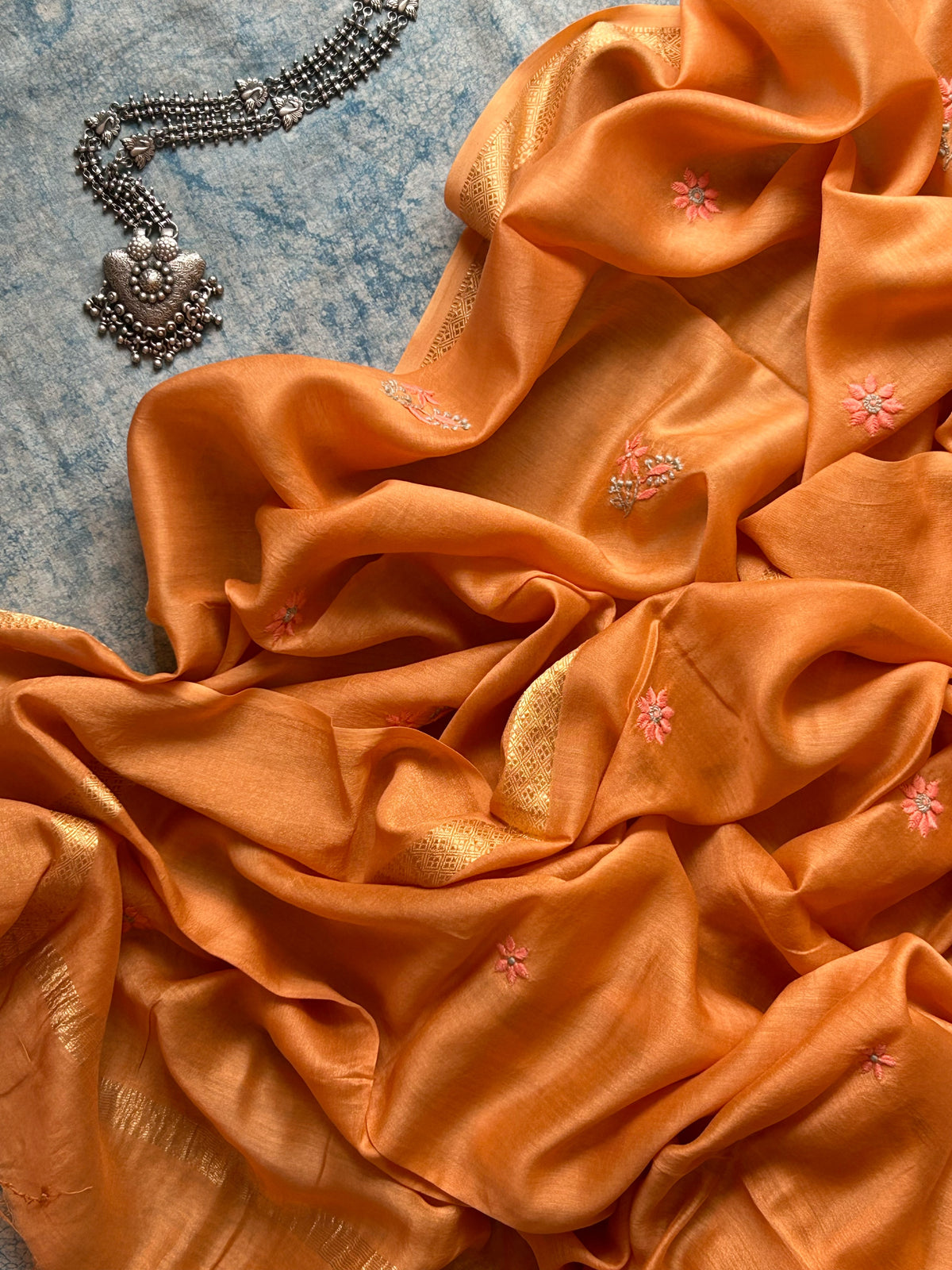 Marichika - Handwoven Chikankari Work Maheshwari Set