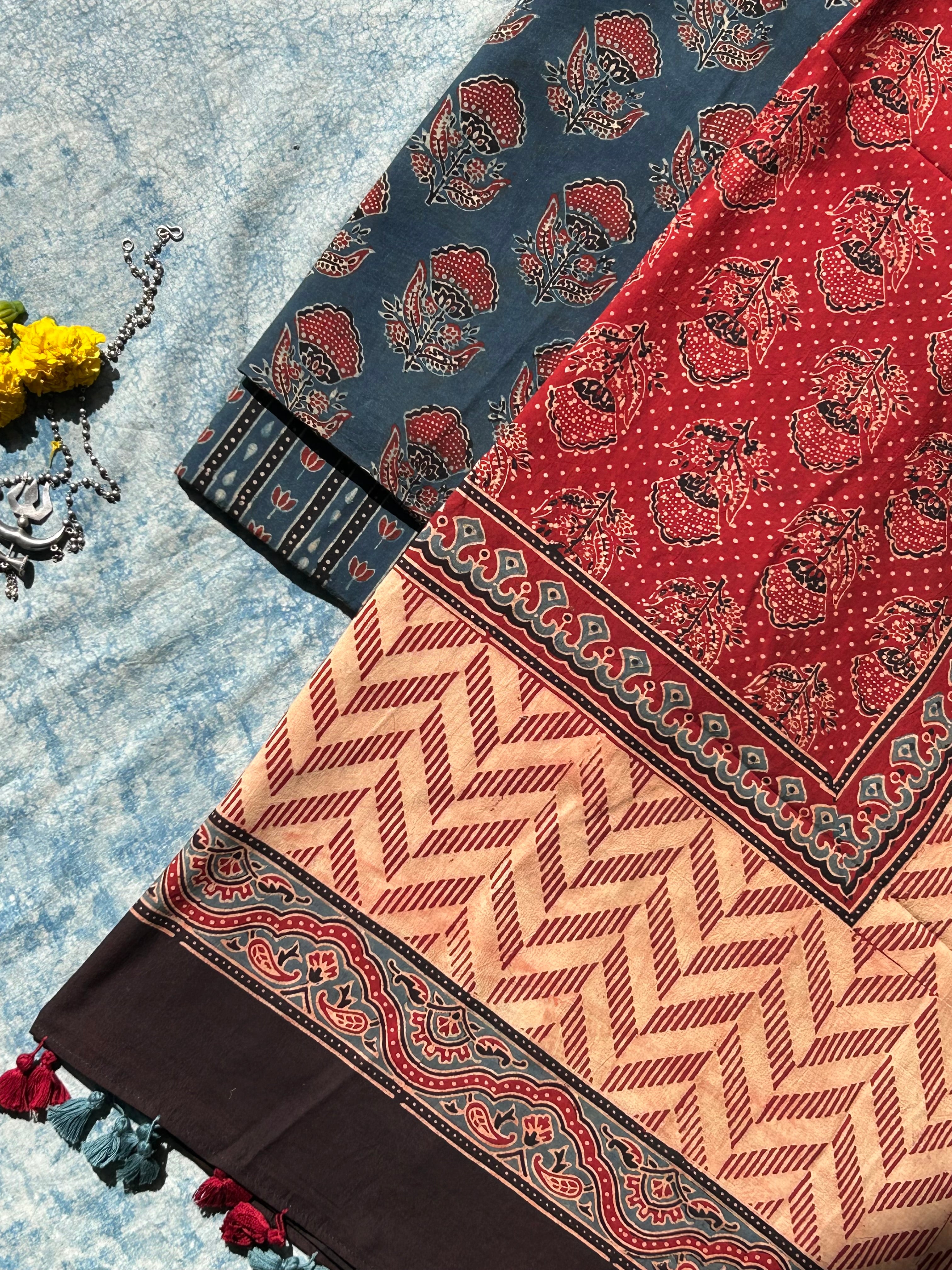 Natural Dyes Handblock Ajrakh Cotton Suit