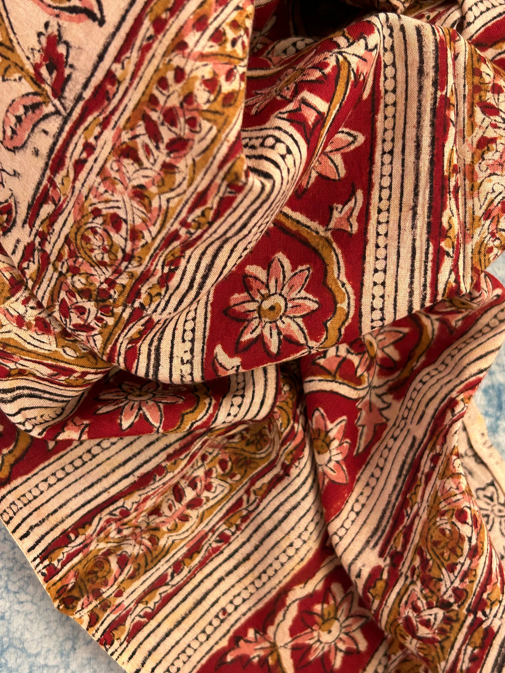 Handwoven Handcrafted Mangalagiri Kalamkari Kurta Dupatta Set