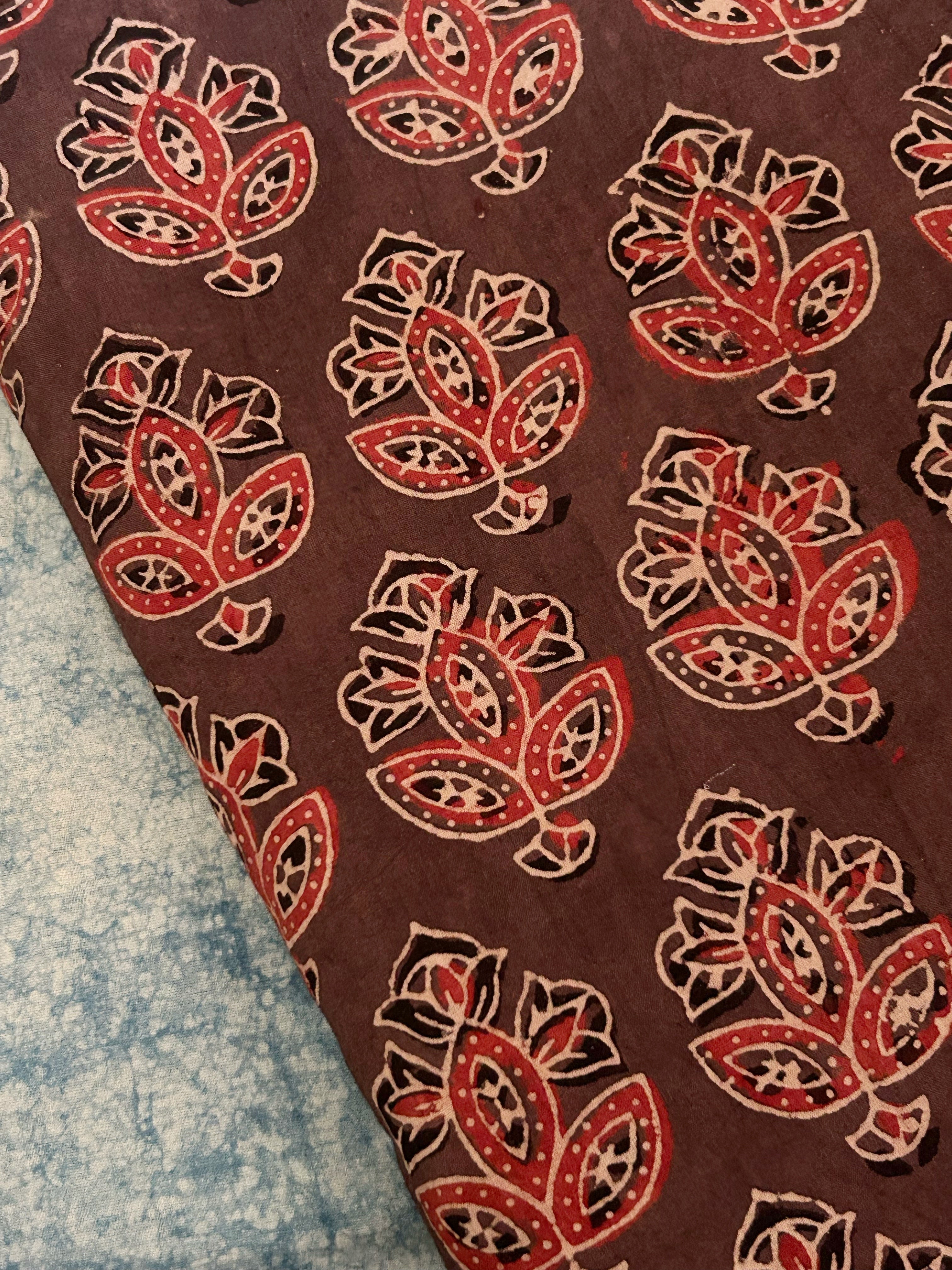 Natural Dyes Handblock Ajrakh Cotton Fabric 400 INR/metre