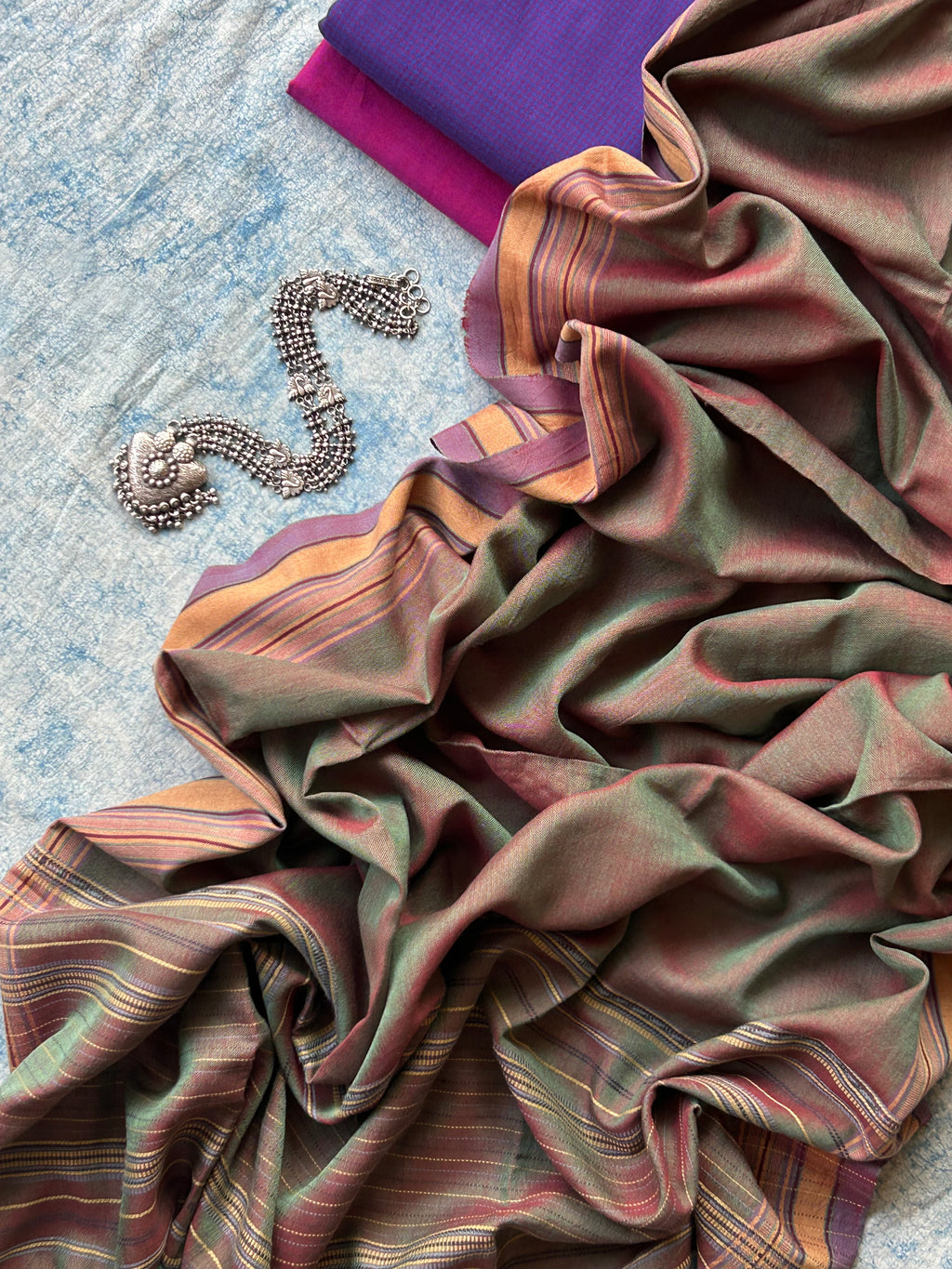 Arunima - Handwoven Telangana Cotton and Bhujodi Dupatta Set