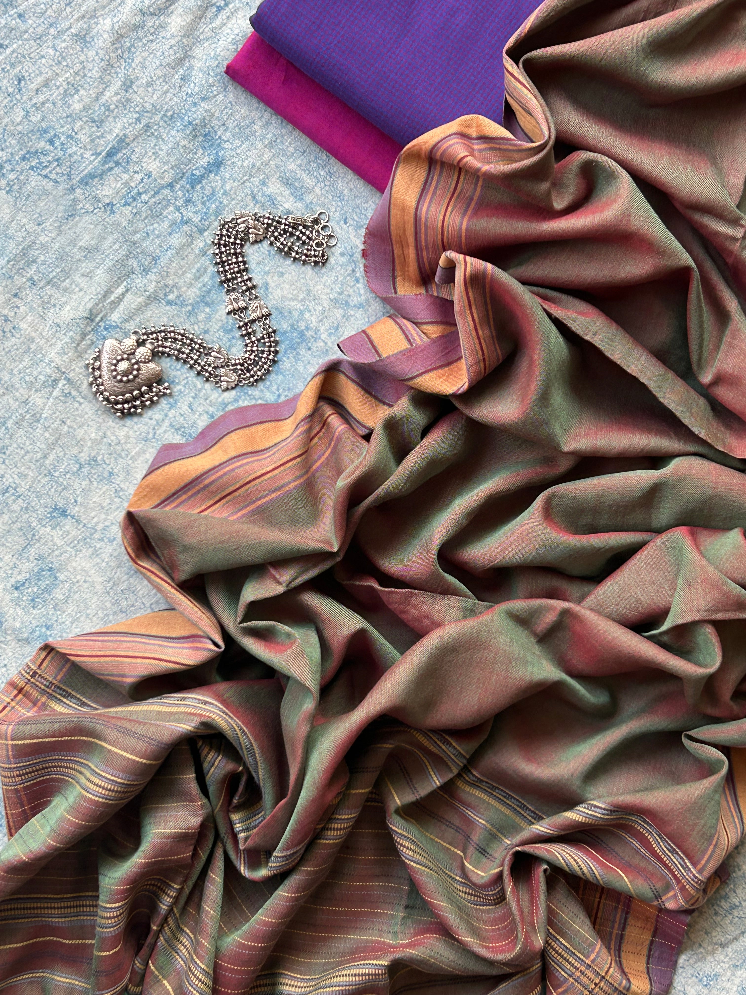 Arunima - Handwoven Telangana Cotton and Bhujodi Dupatta Set