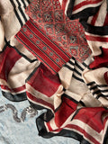 Mahi - Natural Dyes Handblock Ajrakh Cotton and Linen Dupatta Set