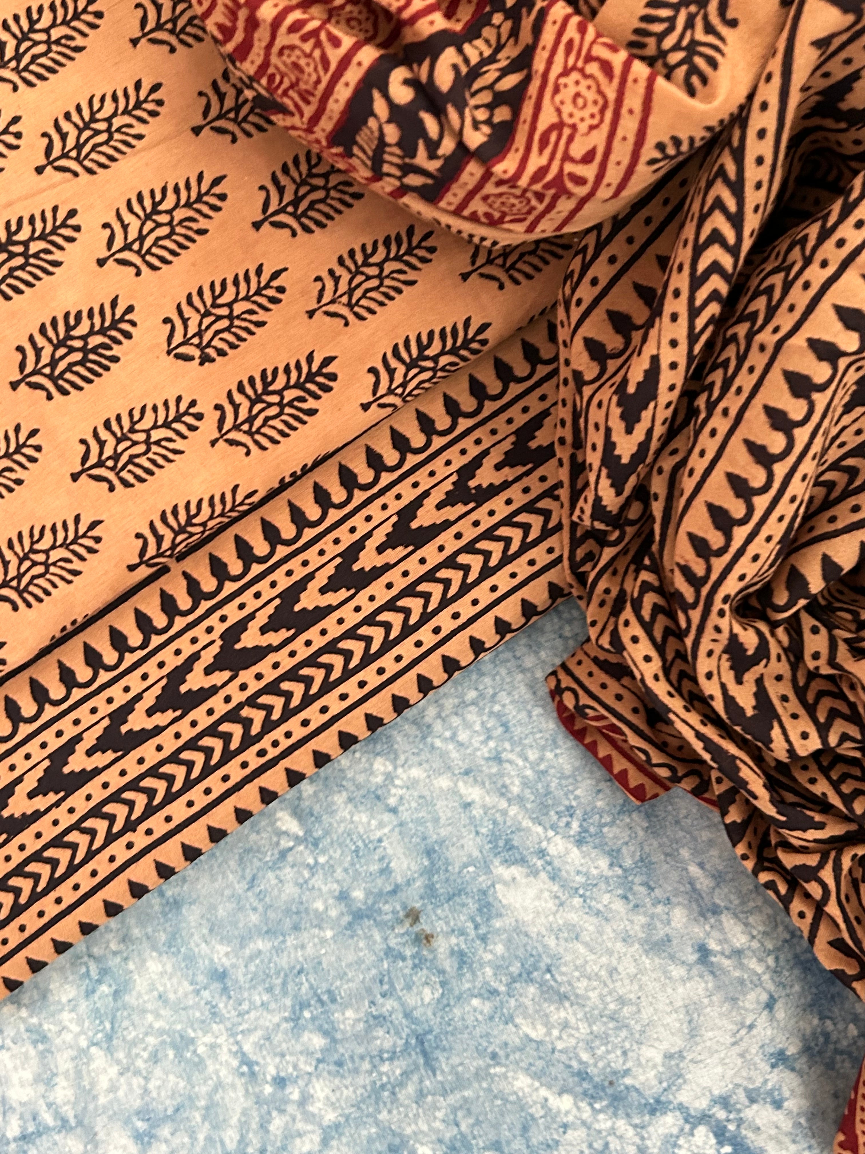 Natural Dyed Bagh Block Print Cotton Suit