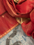 Handwoven Maheshwari Kurta Dupatta Set -Red & Gold