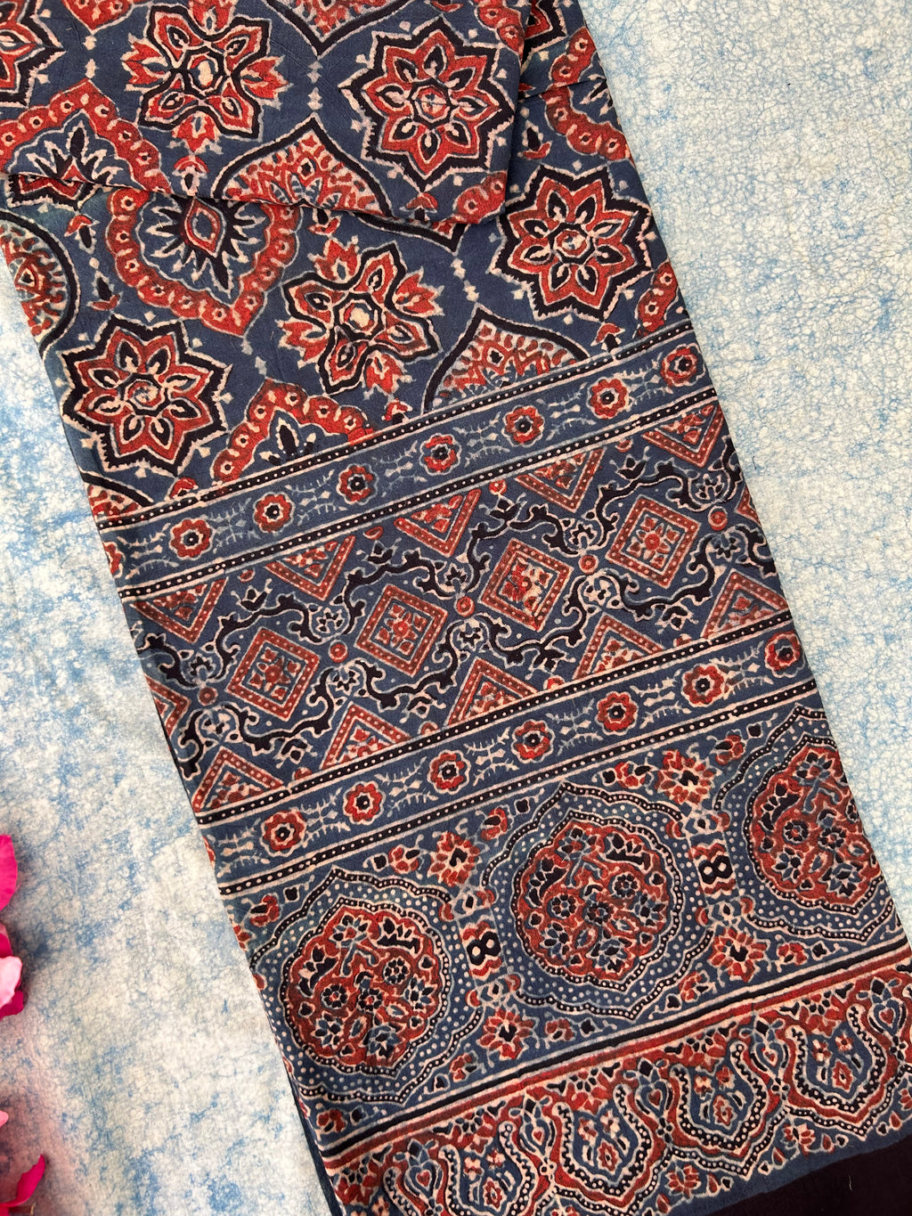 Natural Dyes Hand Block Ajrakh Dupatta