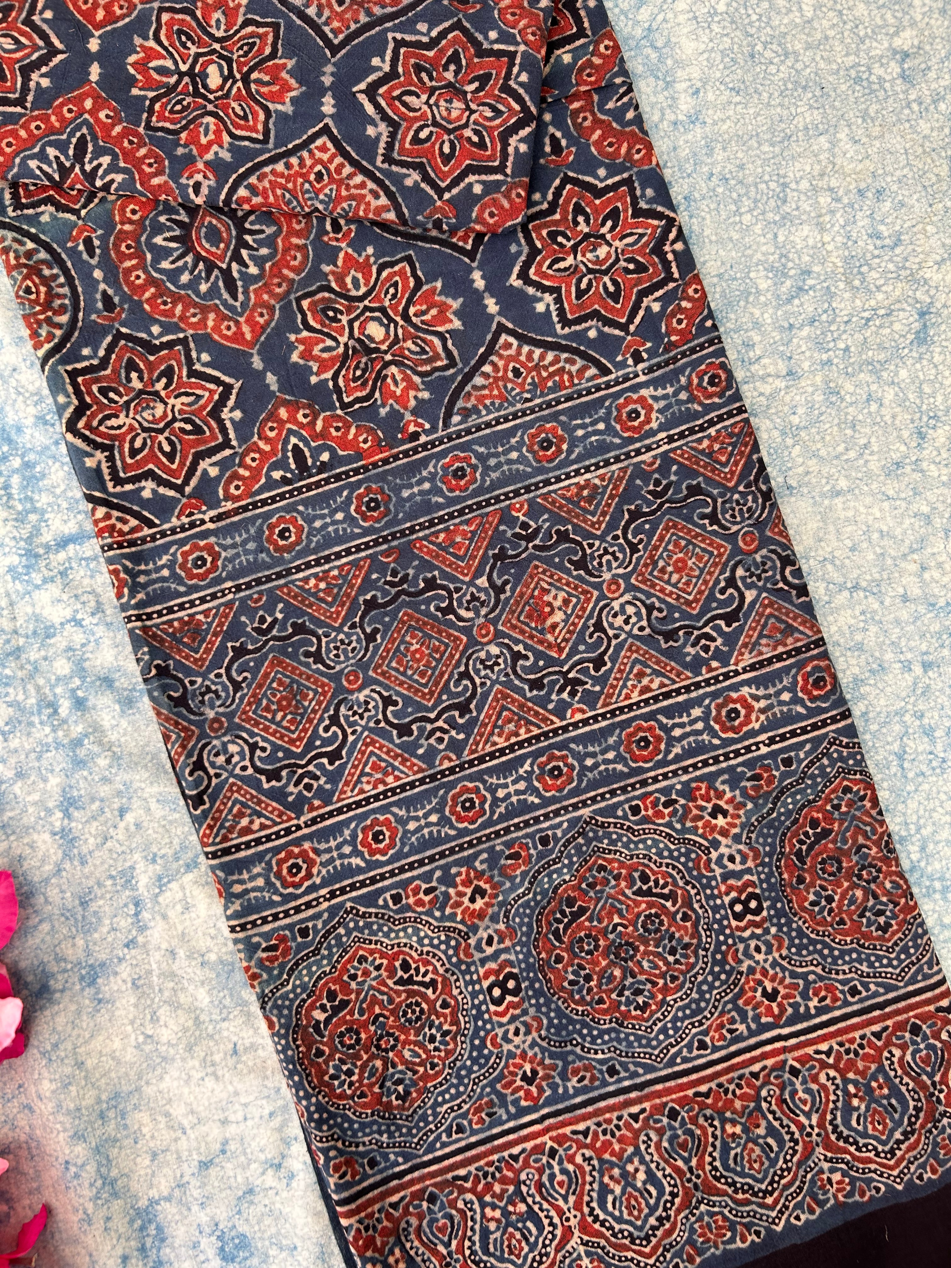 Natural Dyes Hand Block Ajrakh Dupatta