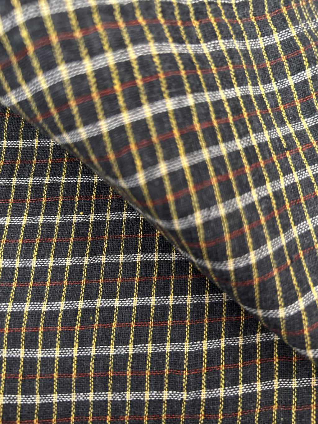 Handspun Handwoven Kotpad Fabric 650 INR/metre -Checkered Magnum Brown