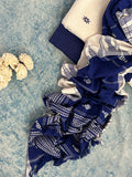 Handspun Handwoven Kotpad Suit Set - Ivory Butti & Blue