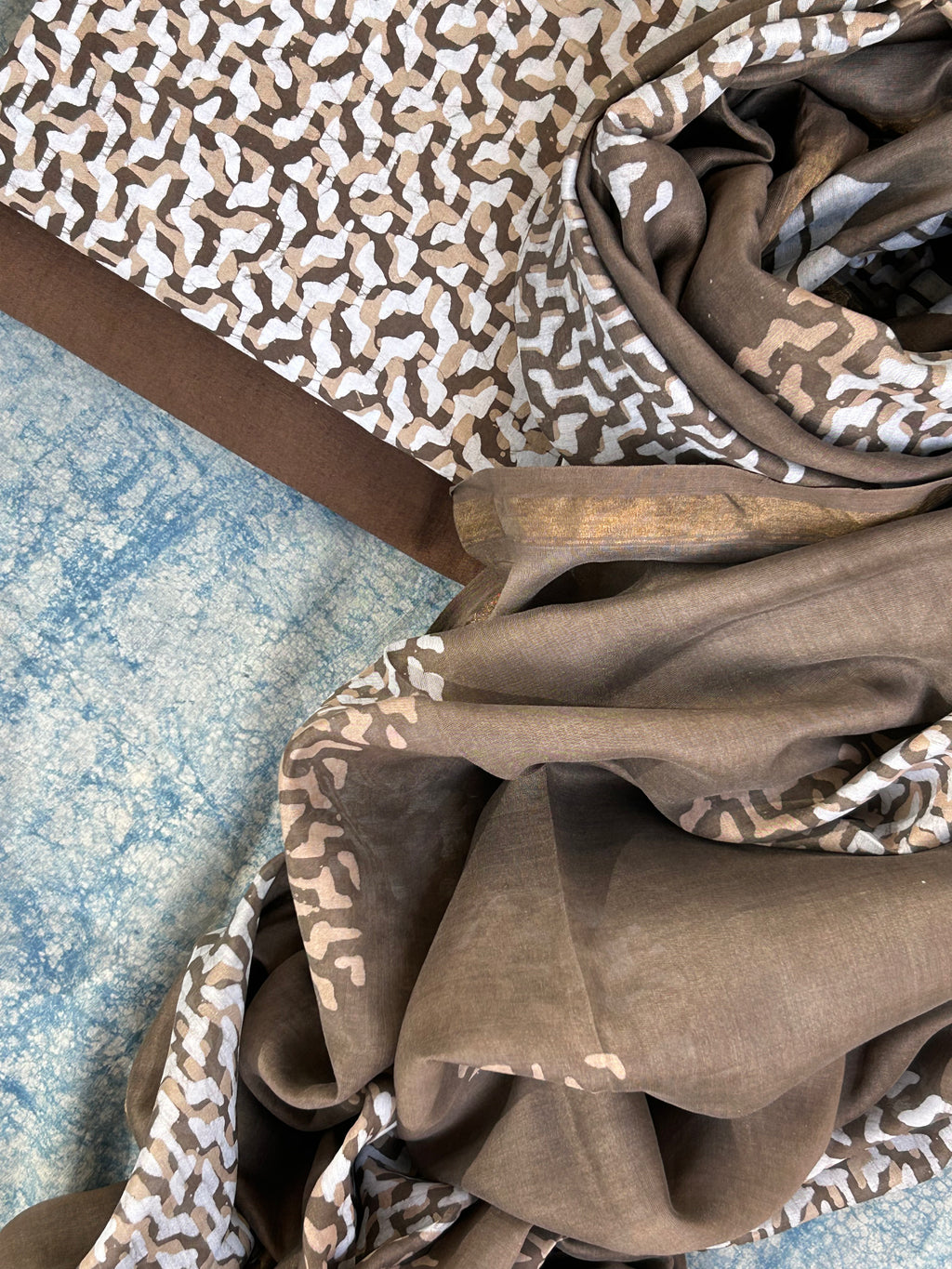 Handblock Batik Cotton Chanderi Suit