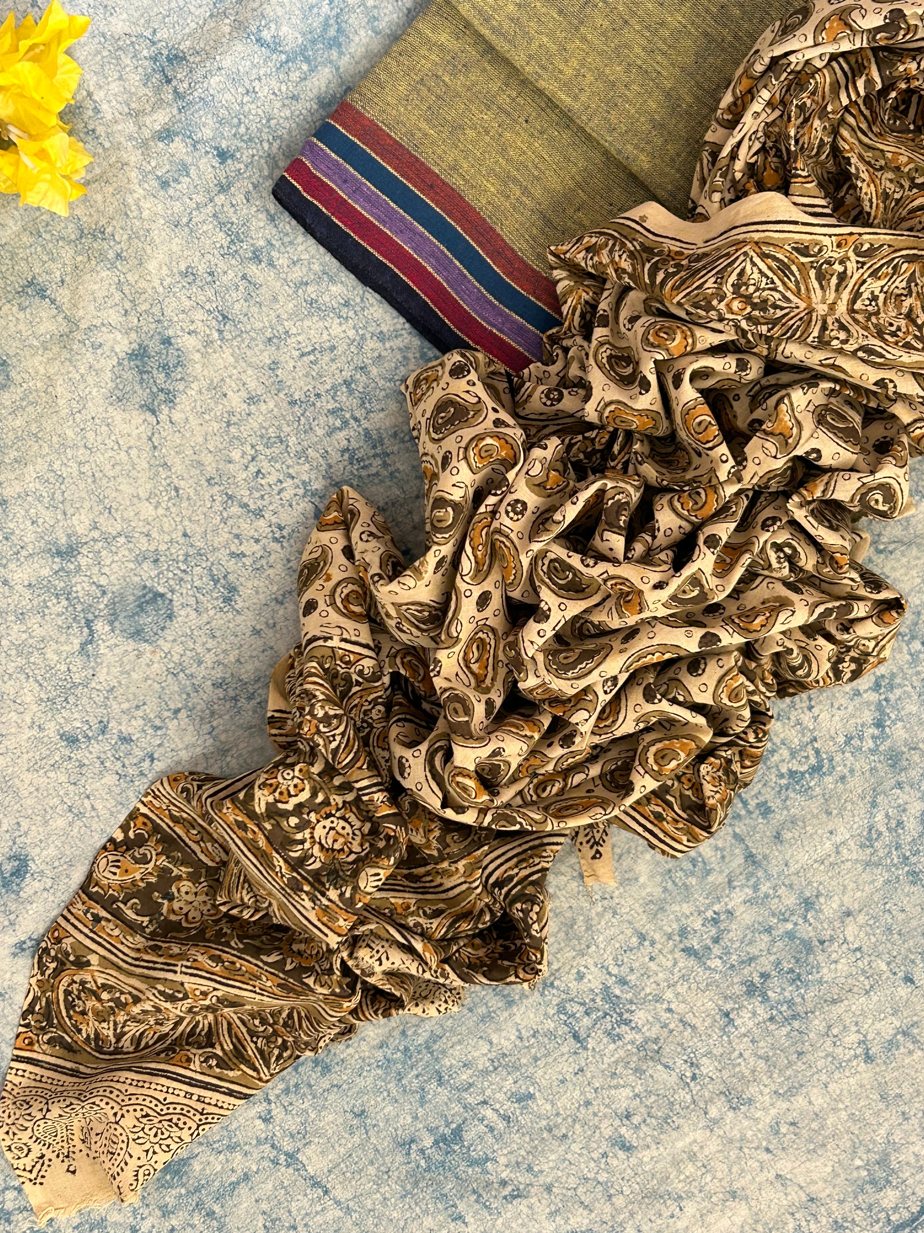 Handwoven Handcrafted Bhujodi Kala Cotton Kalamkari Kurta Dupatta Set