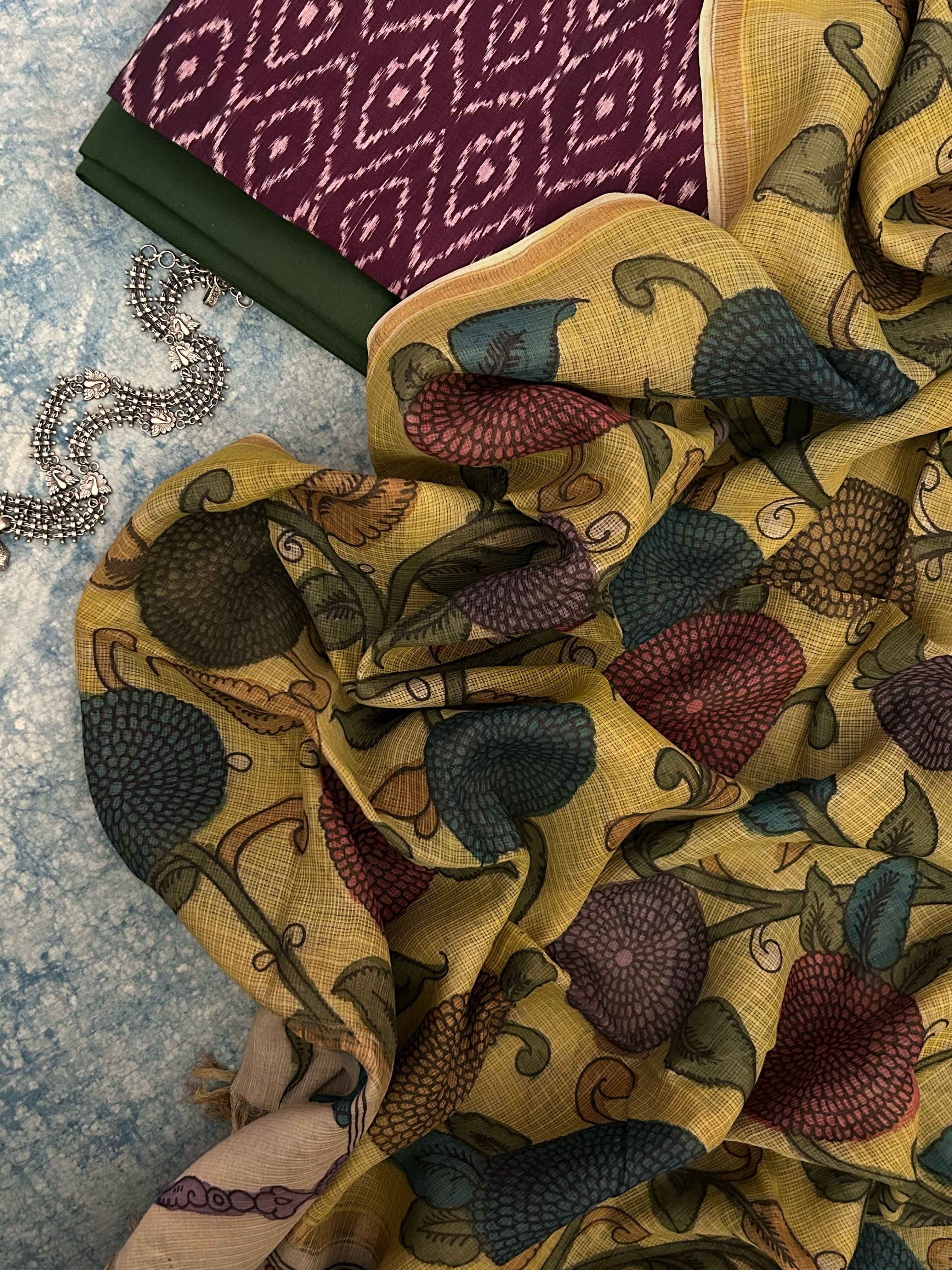 Handwoven Handpainted Kalamkari Set