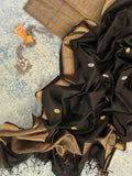 Handwoven Maheshwari Kurta Dupatta Set -Black and Gold