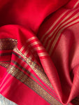 Handwoven Maheshwari Kurta Dupatta Set -Almond & Strawberry Red