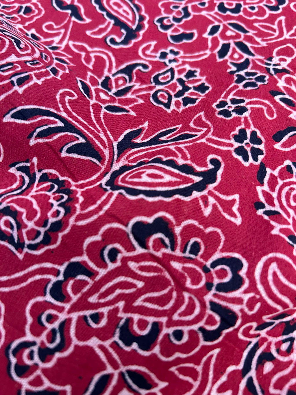 Handblock Printed Azofree dye cotton - Madder Red (2.5m)