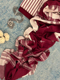 Handspun Handwoven Kotpad Suit Set - Ivory & Deep Maroon