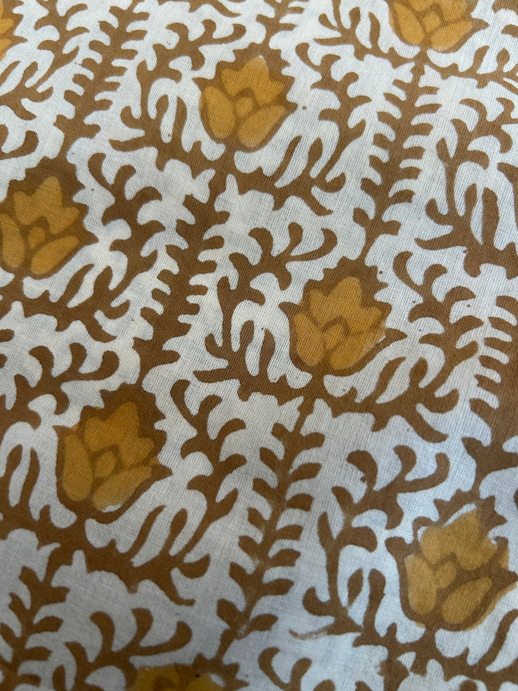Handblock Printed Azofree dye cotton - Mustard (2.4m)