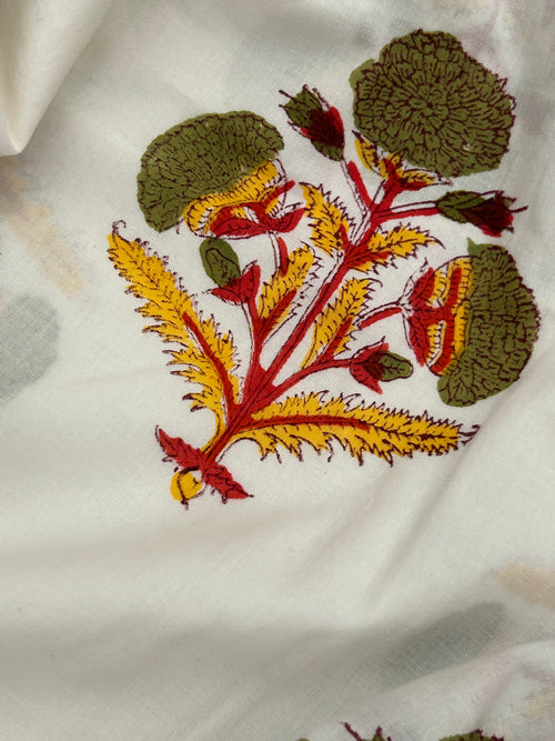 Hand Block Printed Azo free Dyed Cotton Kurta Fabric