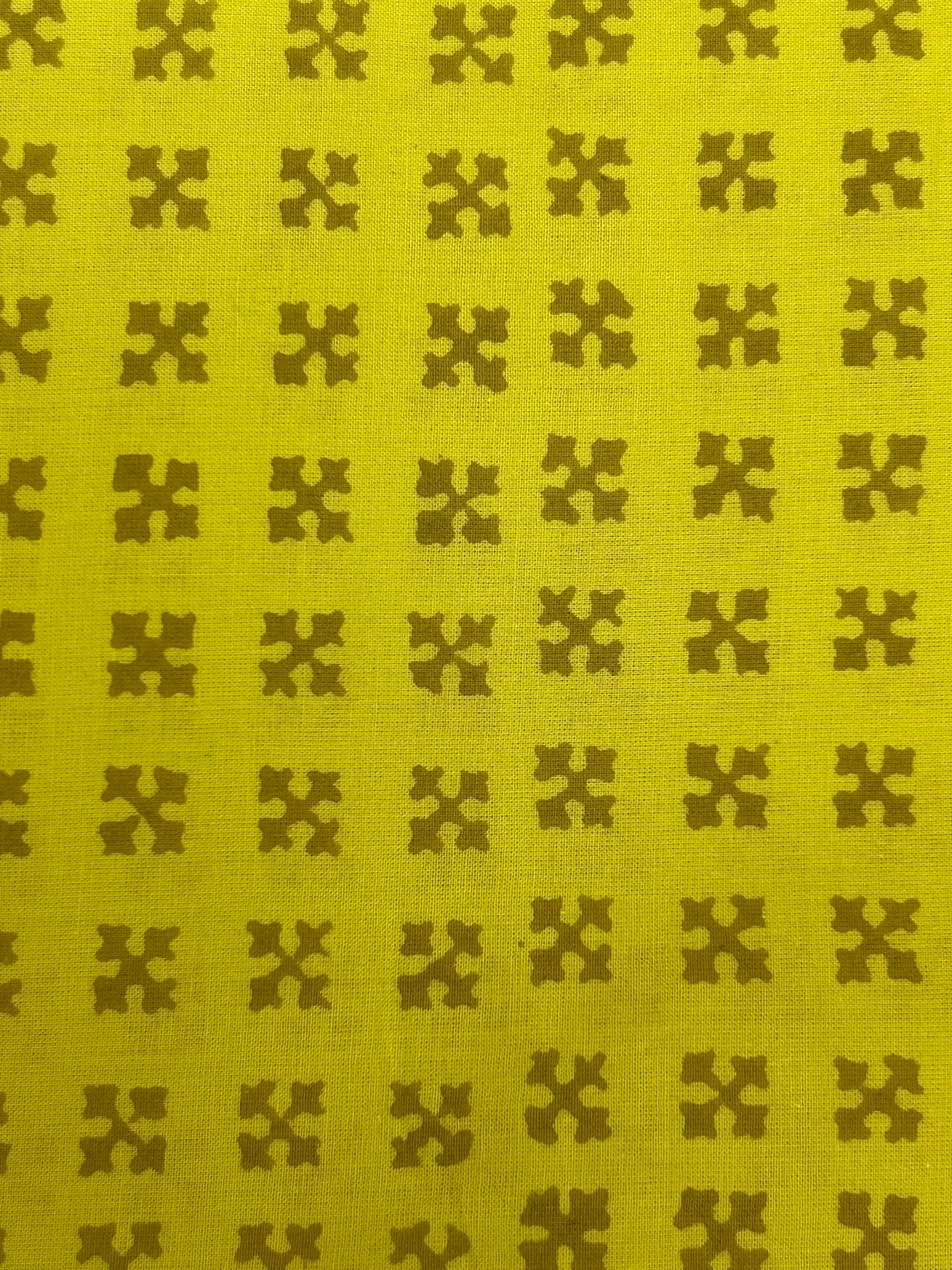 Handblock  Cotton Fabric -  Neon Green