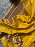 Handwoven Maheshwari Tissue Kurta Dupatta Set -Gold & SunshinE Yellow