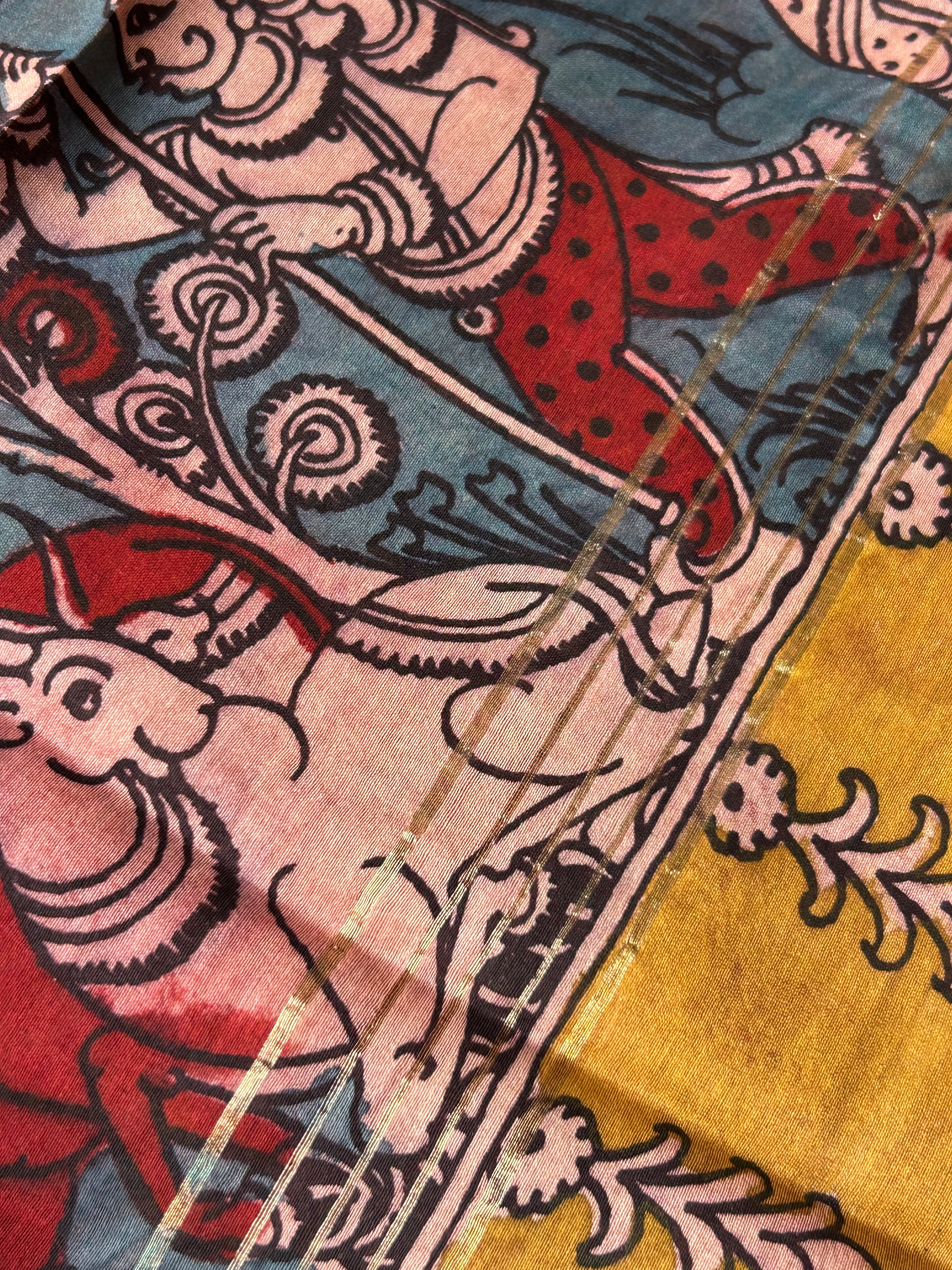 Sindoori -Handwoven Hand-drawn Handpainted Pen Kalamkari Dupatta