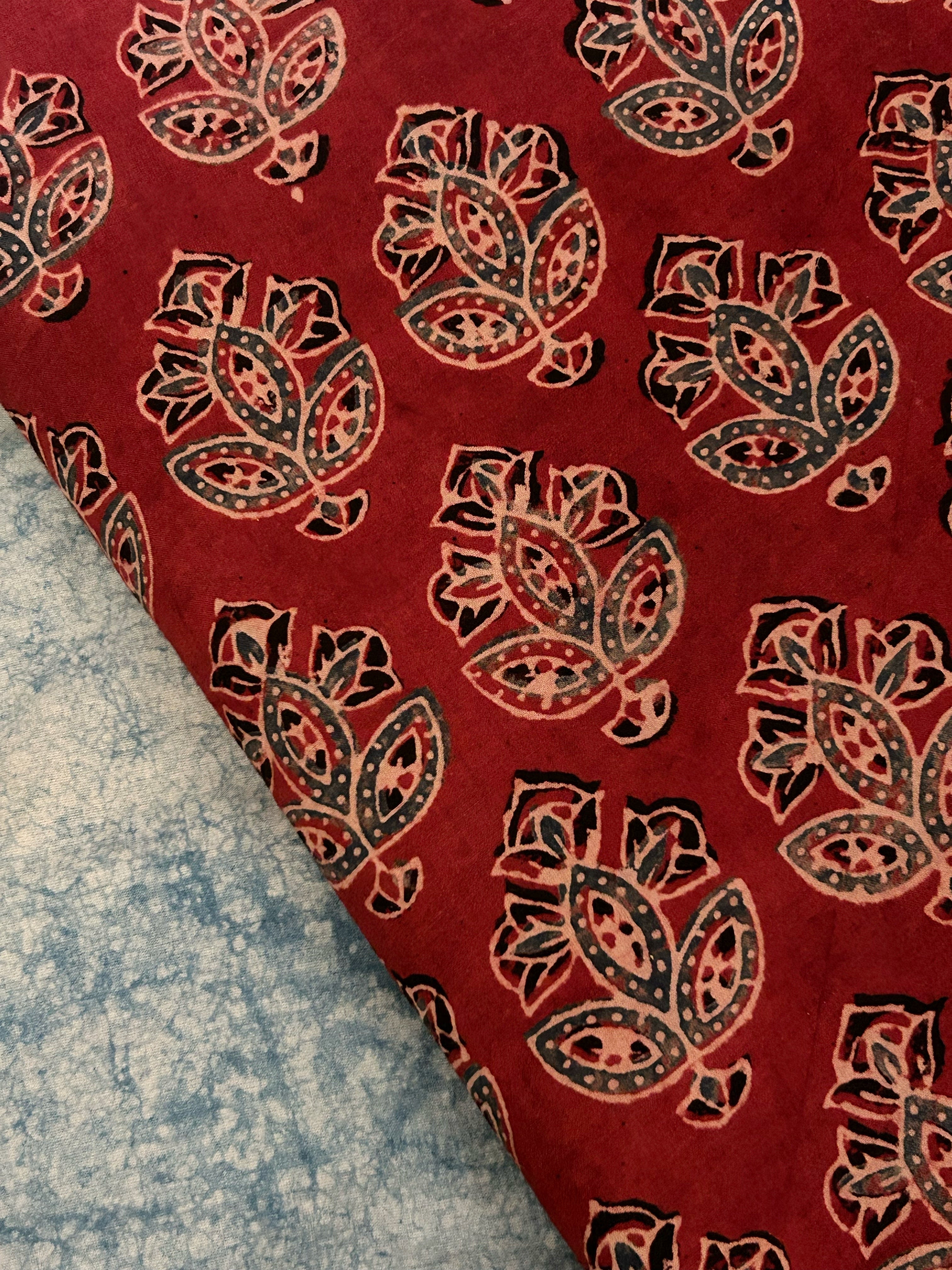Natural Dyes Handblock Ajrakh Cotton Fabric 400 INR/metre