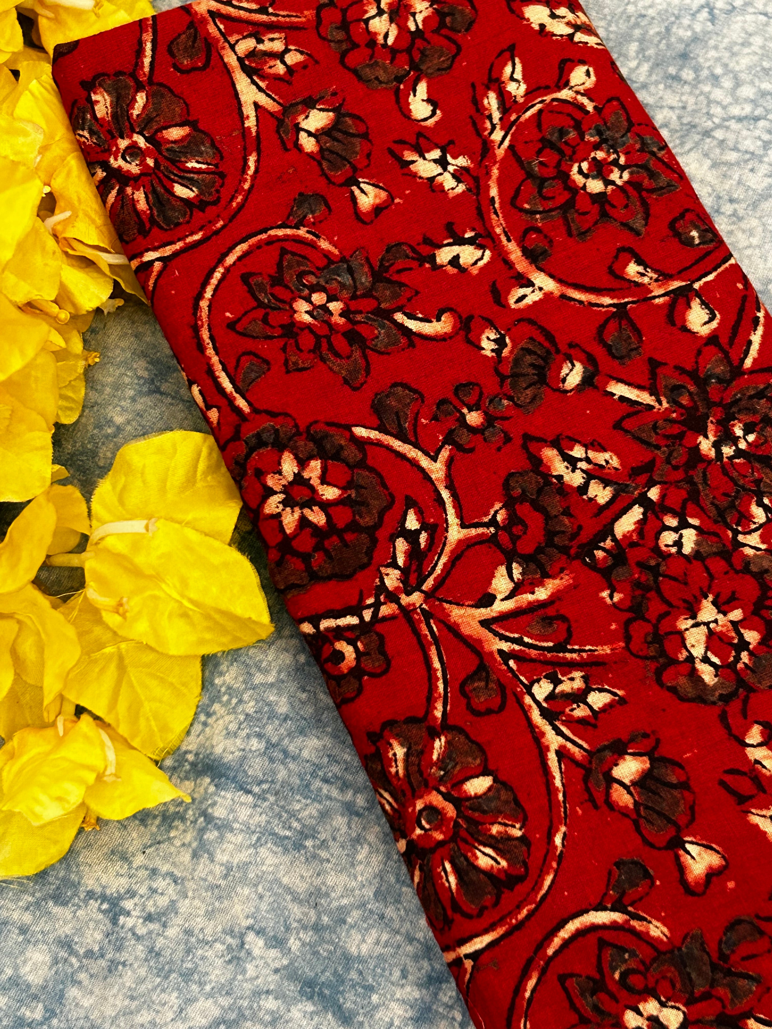 Handblock Ajrakh Cotton Blouse Fabrics