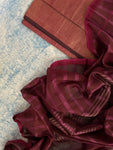 Handwoven Maheshwari Kurta dupatta set - Deep Wine